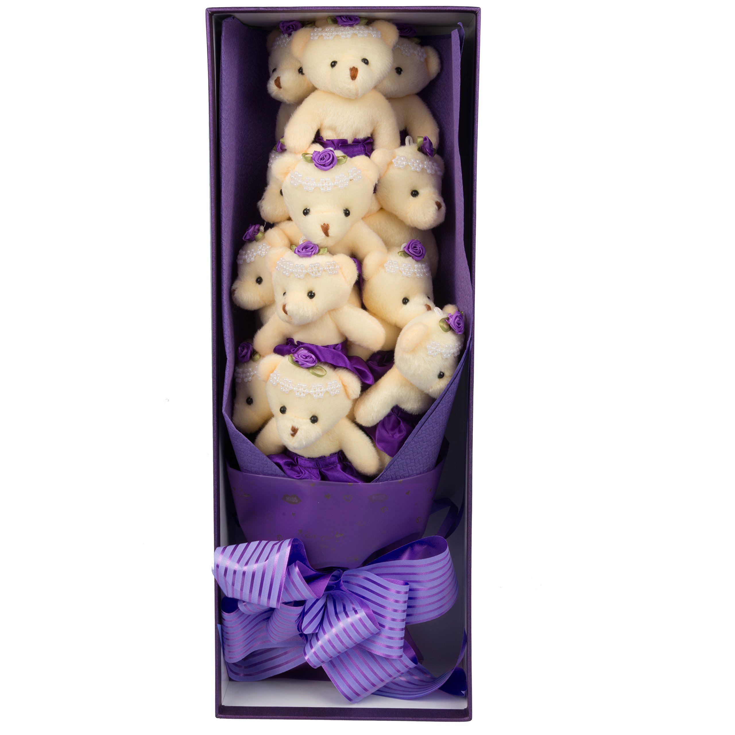 Foto 3 pulgar | Ramo De 12 Osos De Peluche Morados Con Tutús En Caja De Regalo - Scs Direct - Venta Internacional.