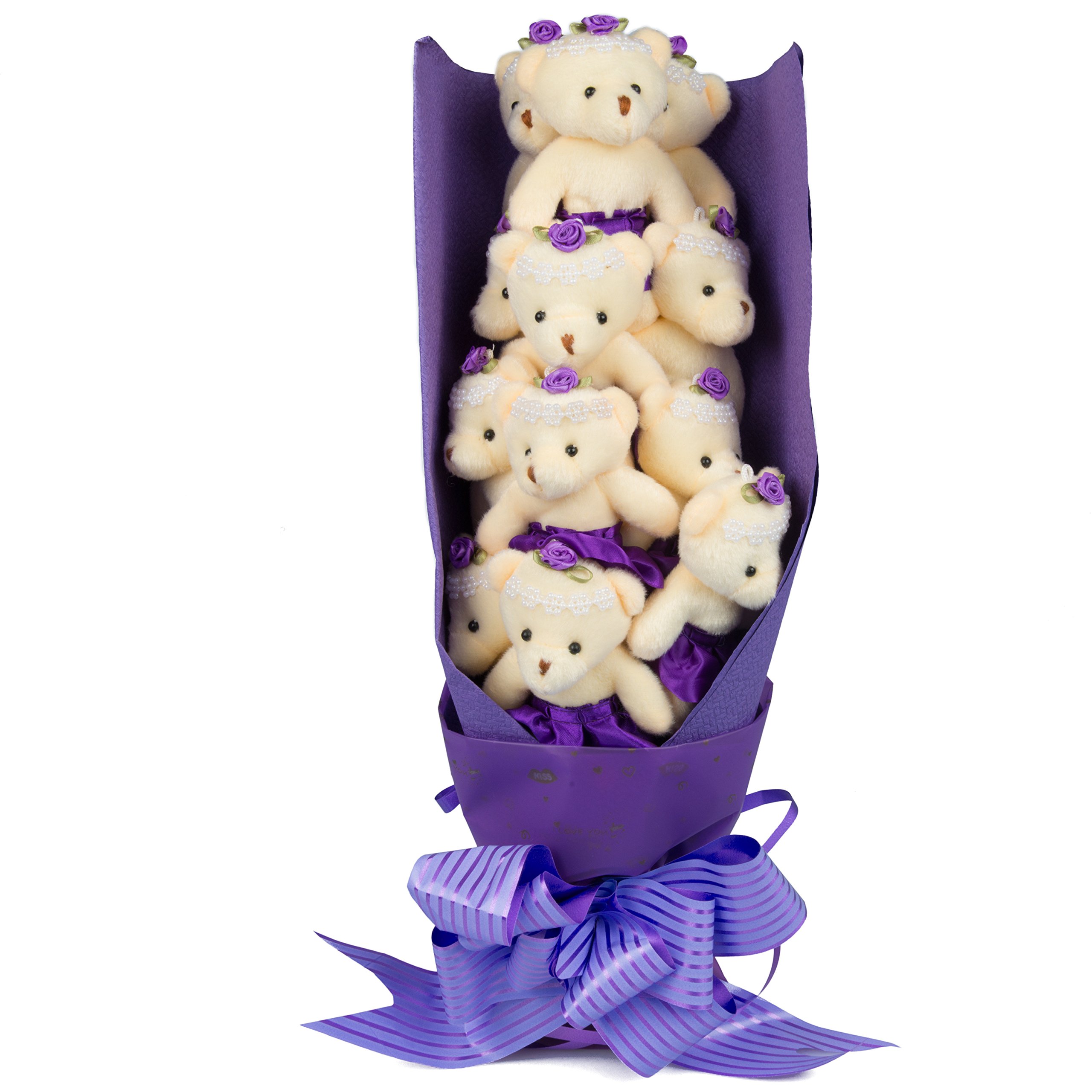 Foto 4 pulgar | Ramo De 12 Osos De Peluche Morados Con Tutús En Caja De Regalo - Scs Direct - Venta Internacional.
