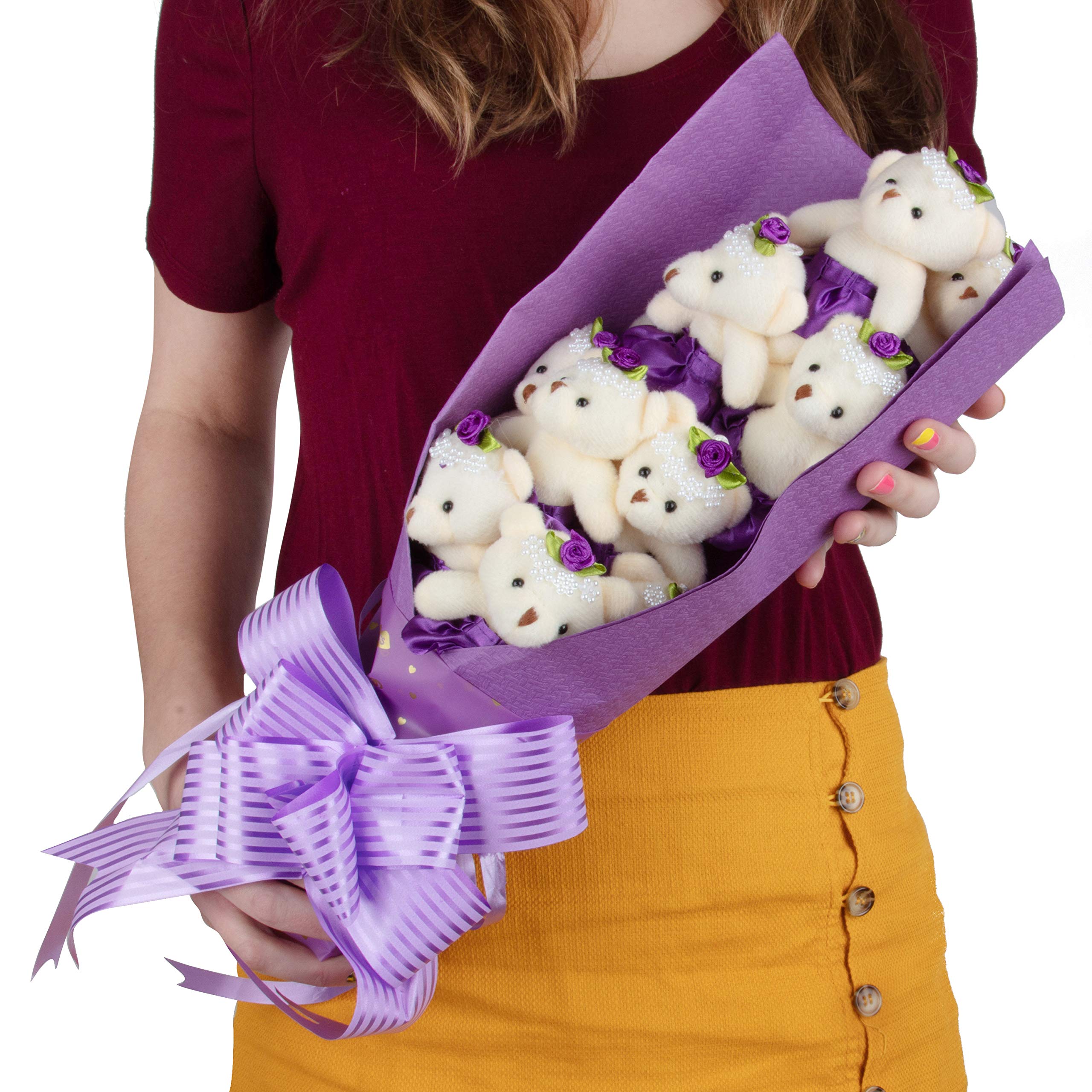 Foto 6 pulgar | Ramo De 12 Osos De Peluche Morados Con Tutús En Caja De Regalo - Scs Direct - Venta Internacional.