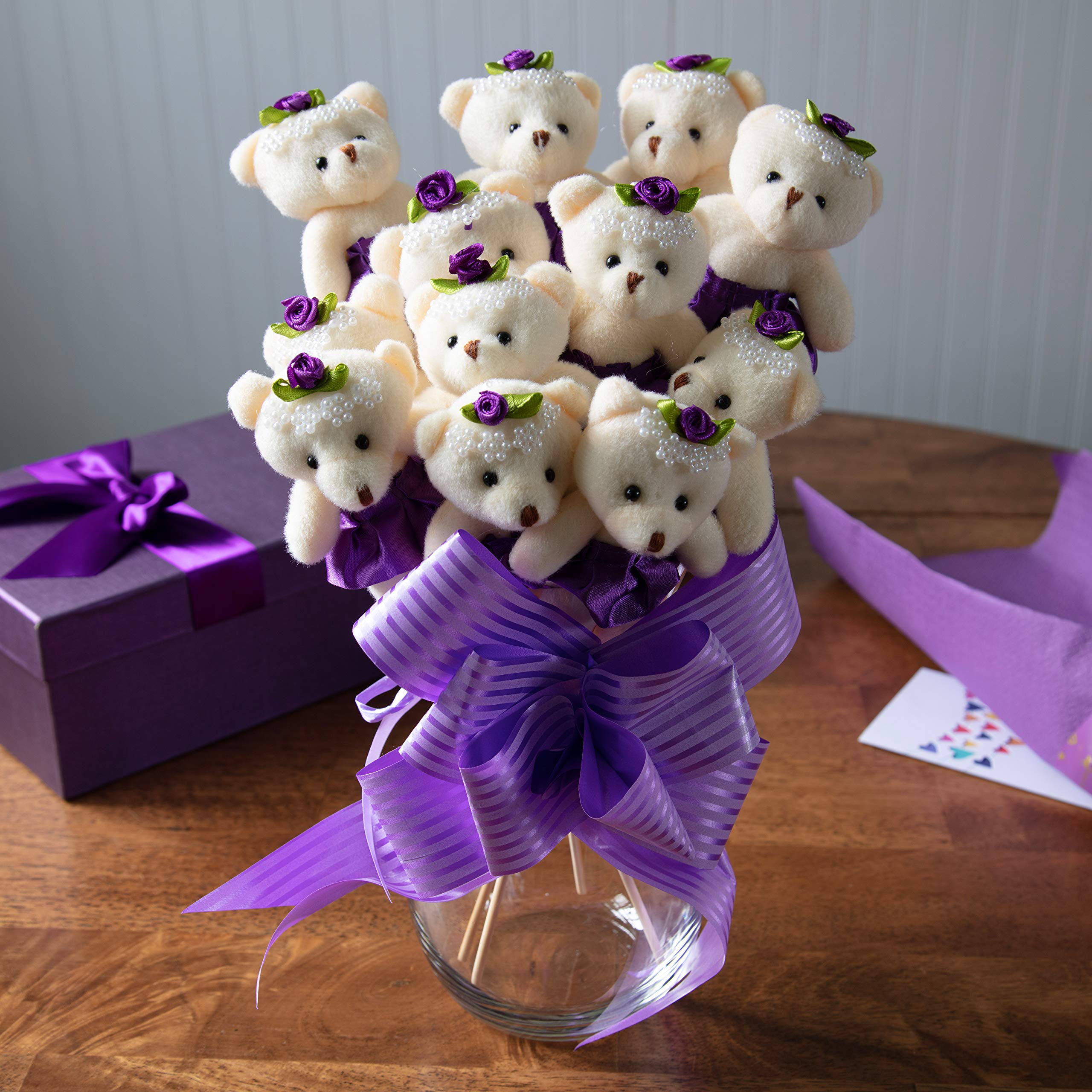 Foto 6 | Ramo De 12 Osos De Peluche Morados Con Tutús En Caja De Regalo - Scs Direct - Venta Internacional.