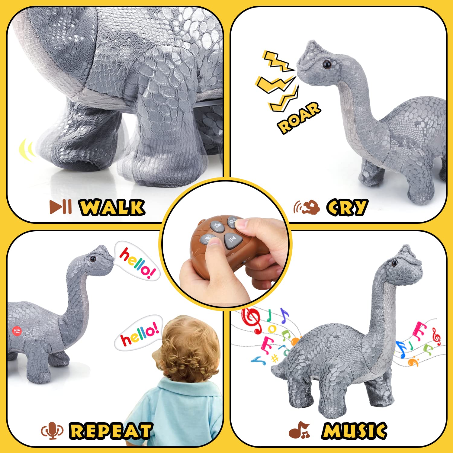 Foto 2 | Dinosaurio De Peluche Toy Life Con Control Remoto Brontosaurio - Venta Internacional.
