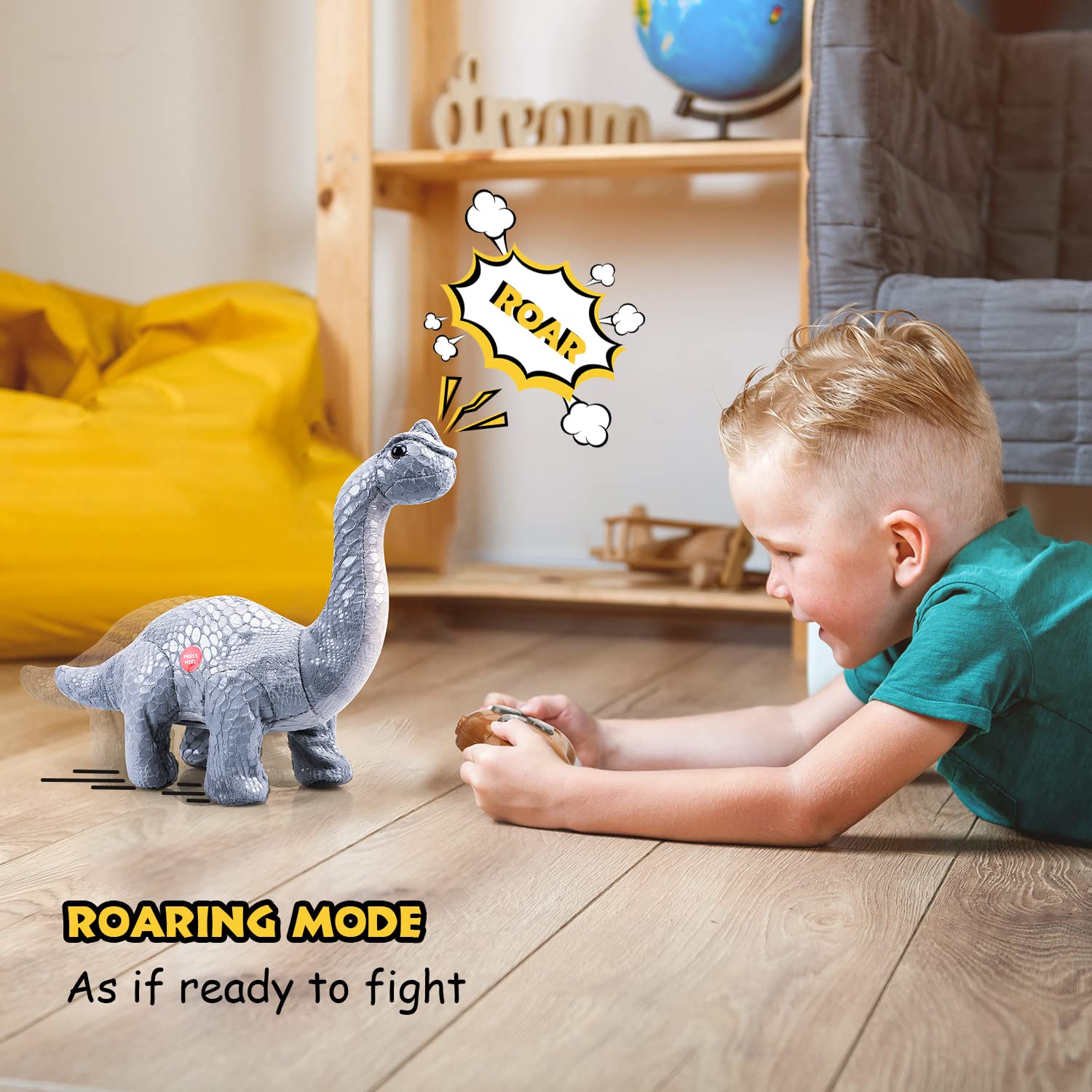 Foto 4 pulgar | Dinosaurio De Peluche Toy Life Con Control Remoto Brontosaurio - Venta Internacional.