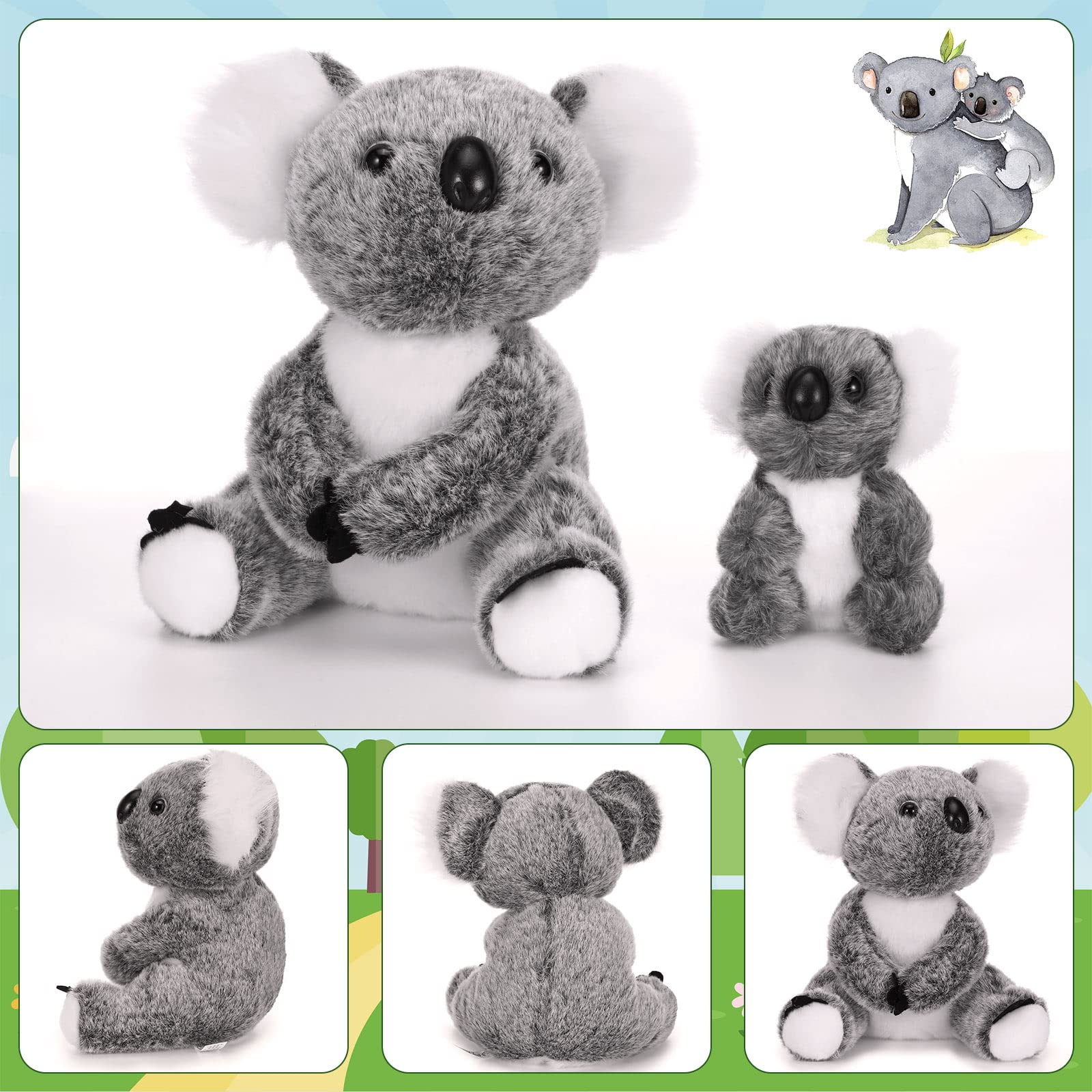 Foto 4 pulgar | Animal De Peluche Skylety Koala Con Mamá Y Pequeño De 27 Cm Y 13 Cm - Venta Internacional.