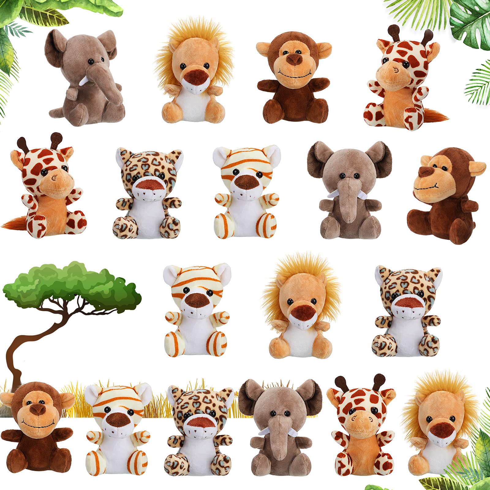Set De Peluches Skylety Mini Jungle Animal De Peluche, 12 Cm - Venta Internacional.