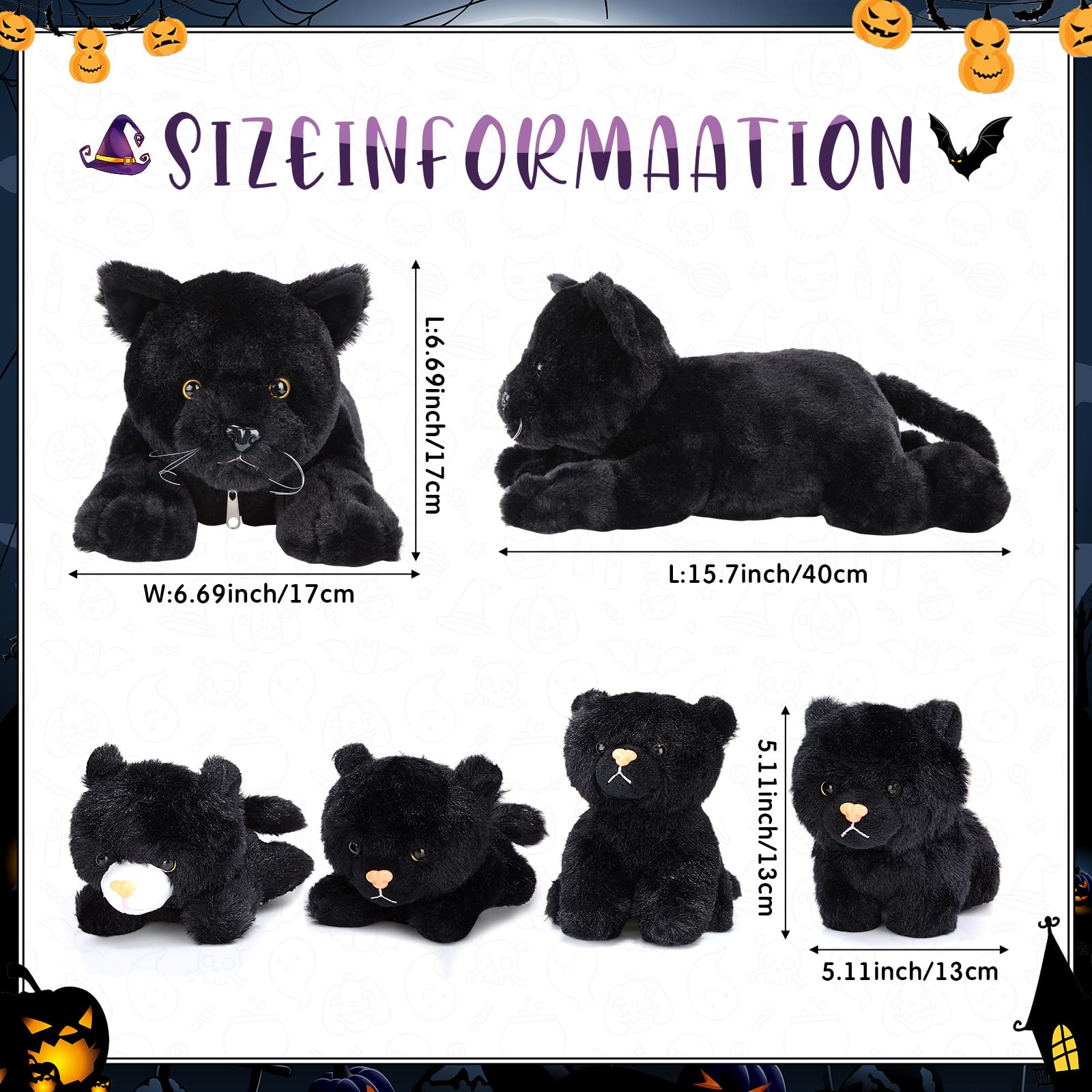 Foto 3 pulgar | Peluche Skylety Cat Con Bebés En El Interior De 40 Cm, Color Negro - Venta Internacional.
