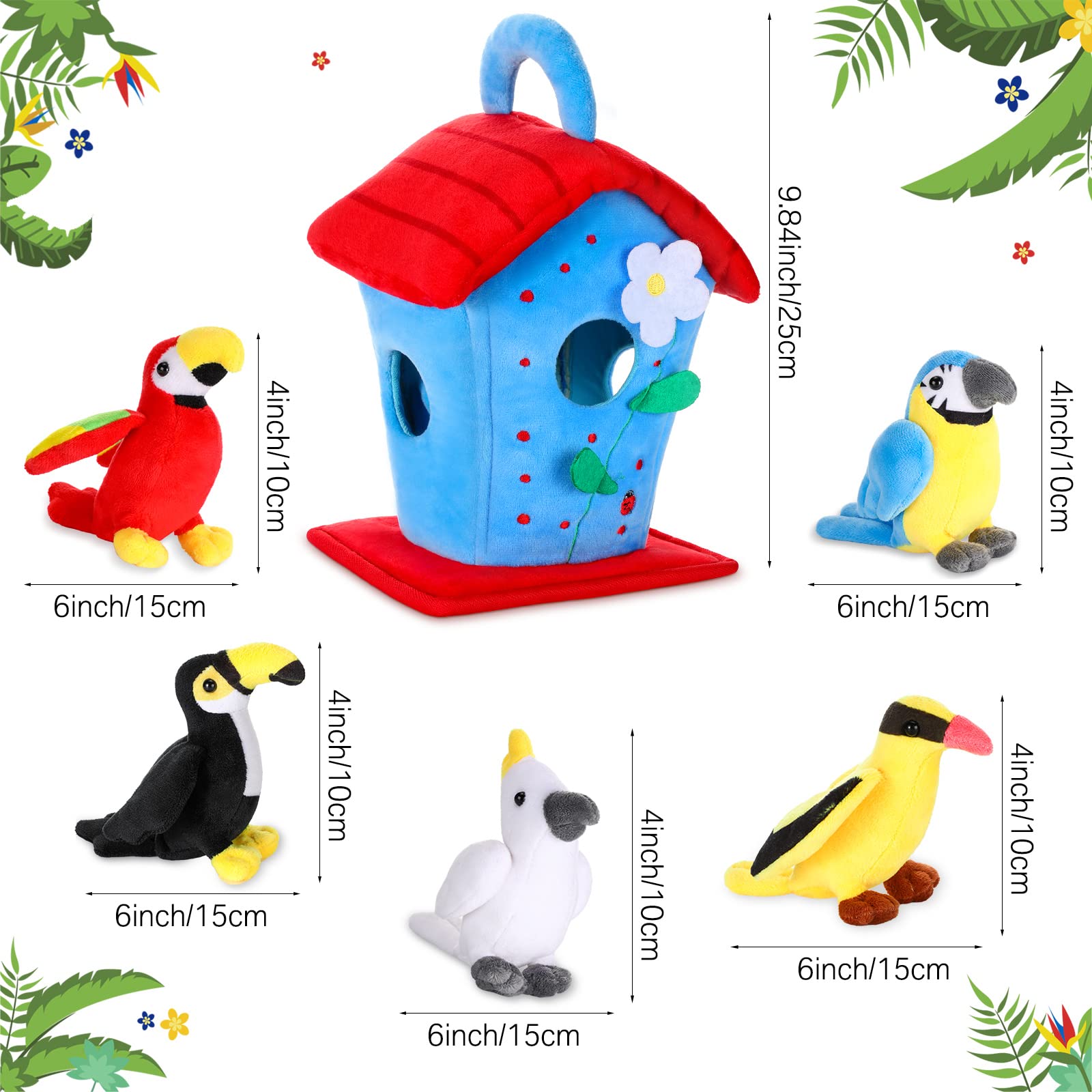 Foto 3 pulgar | Peluche Skylety Plush Birds Bird Con Pajarera, 5 Unidades - Venta Internacional.