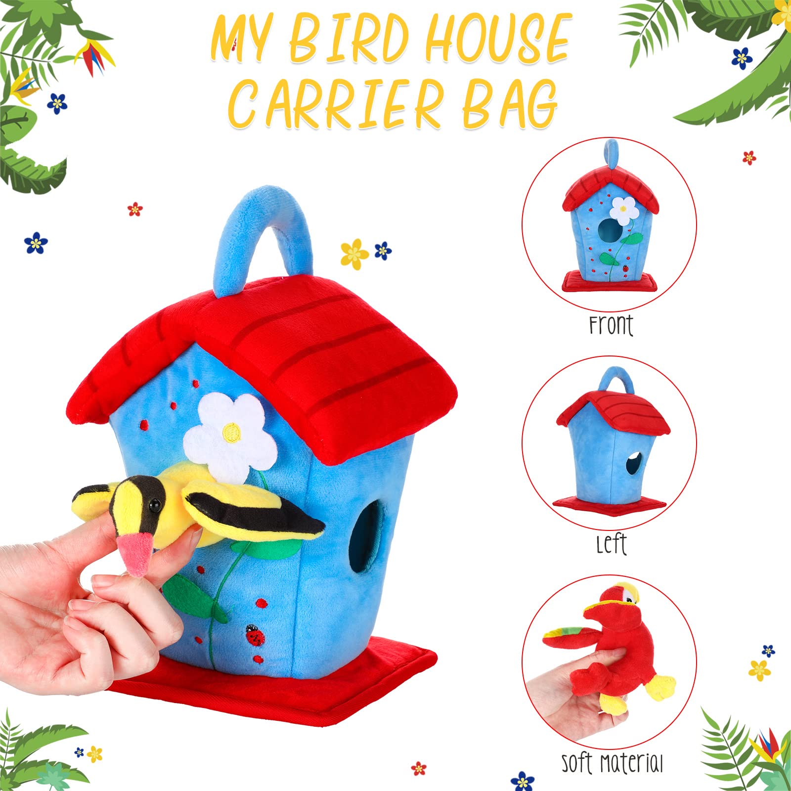 Foto 3 | Peluche Skylety Plush Birds Bird Con Pajarera, 5 Unidades - Venta Internacional.