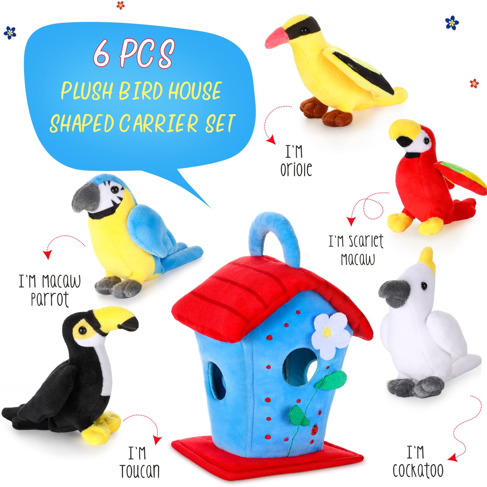 Foto 5 pulgar | Peluche Skylety Plush Birds Bird Con Pajarera, 5 Unidades - Venta Internacional.
