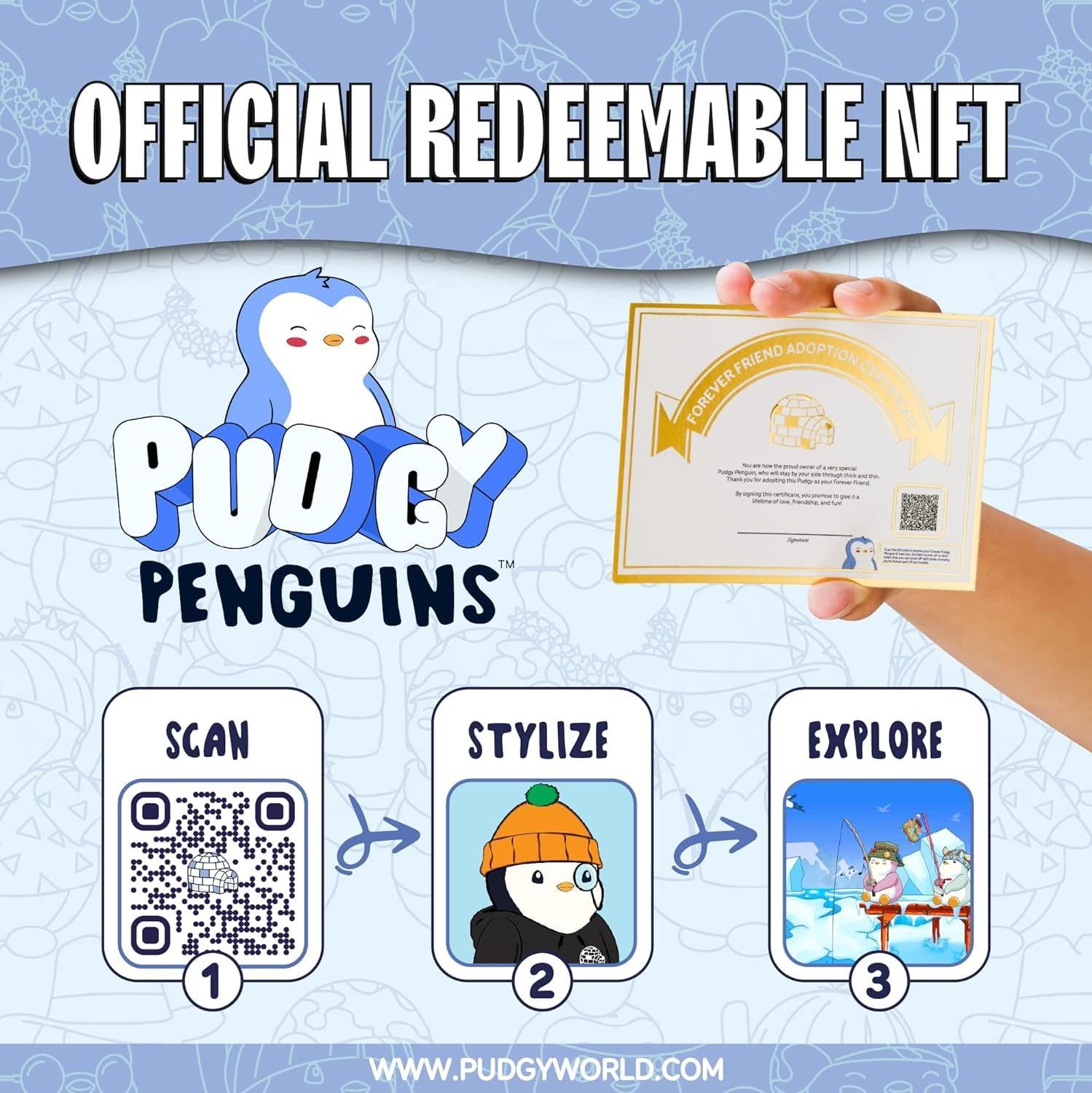 Foto 4 pulgar | Peluche de Pingüinos Regordetes Pudgy Penguins con Código Digital - Venta Internacional