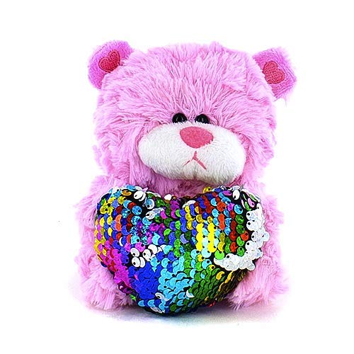 Oso De Peluche Plushland Qbeba De 15 Cm Con Corazón De Lentejuelas - Venta Internacional.