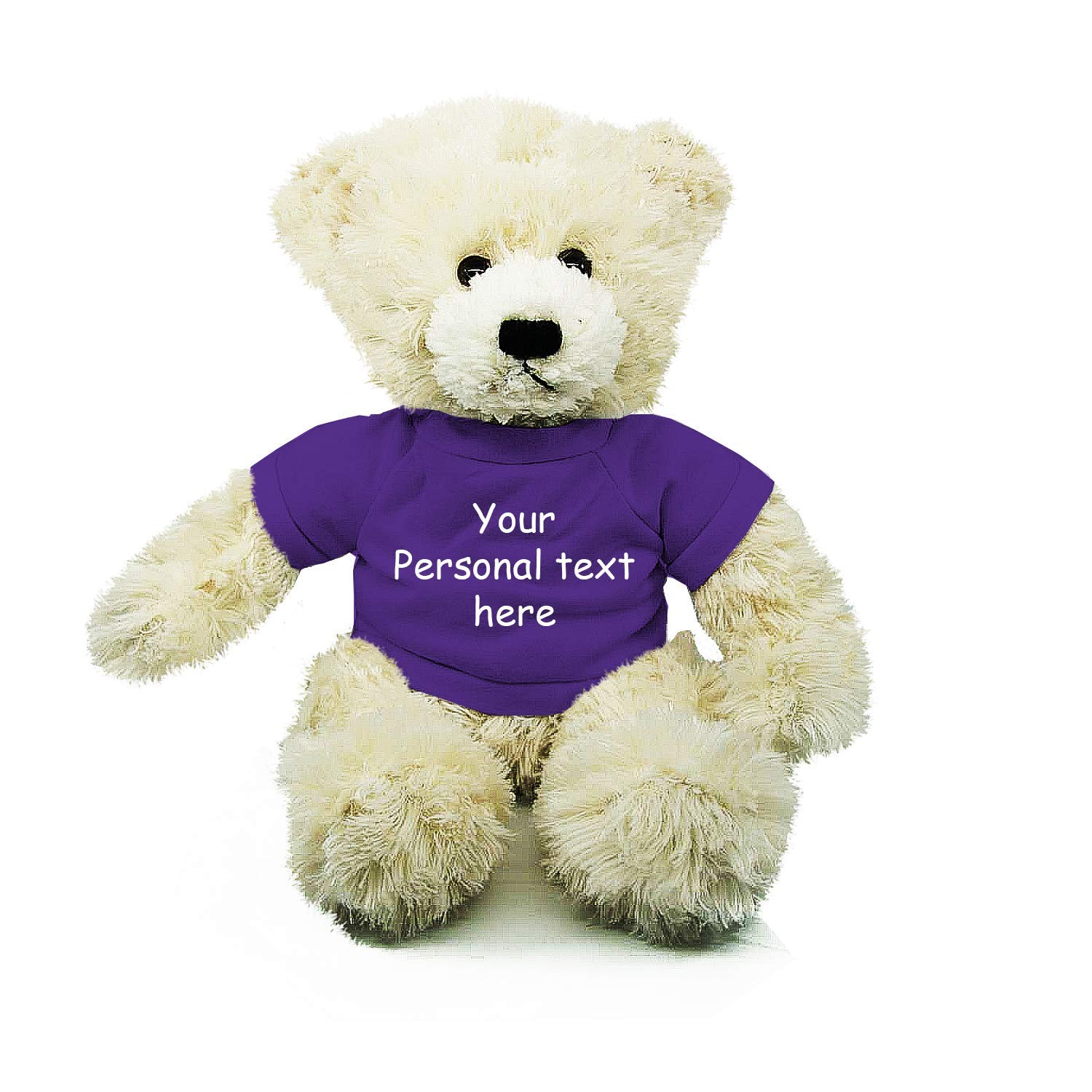Oso De Peluche Brandon Plushland Cream, 30 Cm, Color Morado - Venta Internacional.