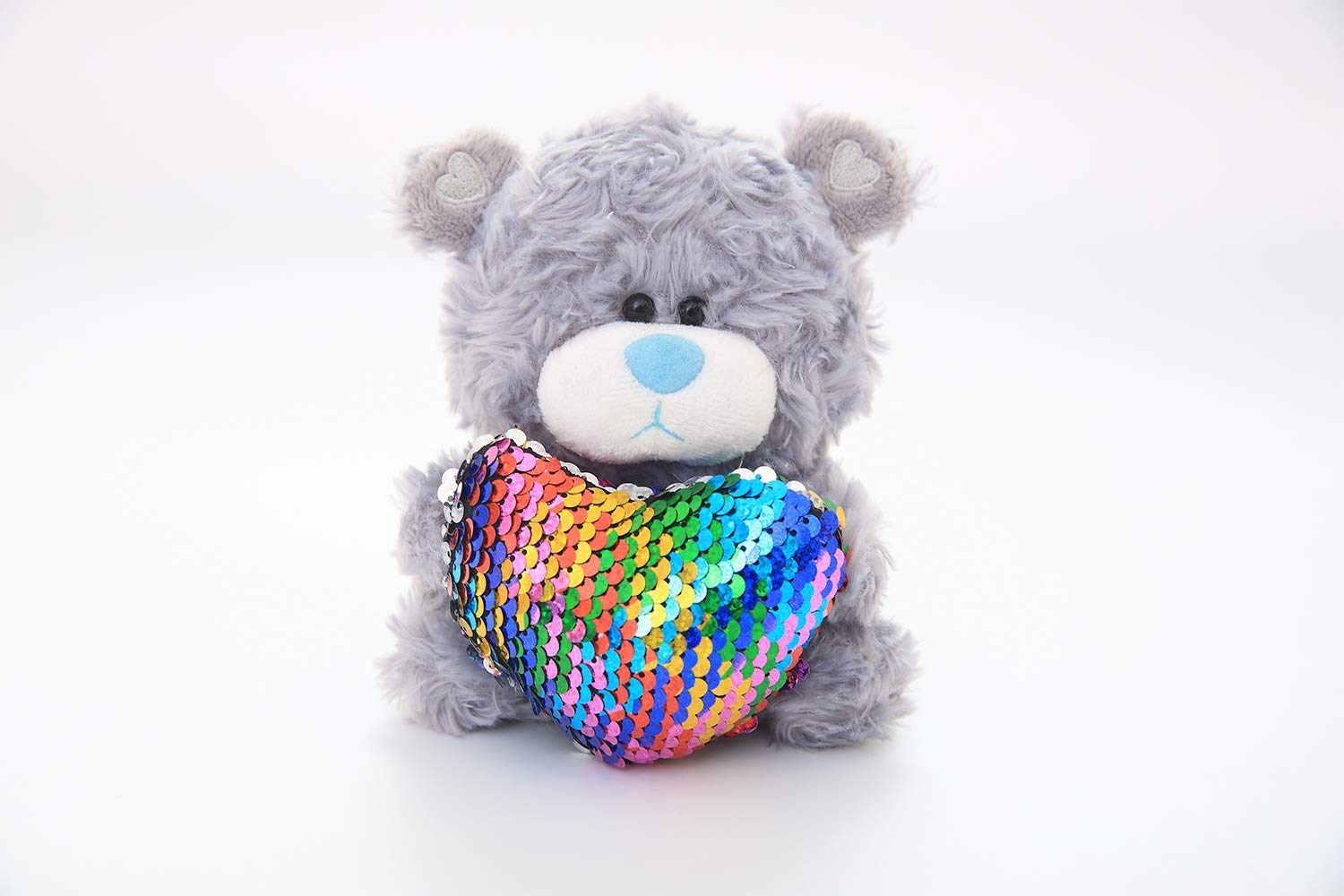 Oso De Peluche Plushland Qbeba De 15 Cm Con Corazón De Lentejuelas - Venta Internacional.