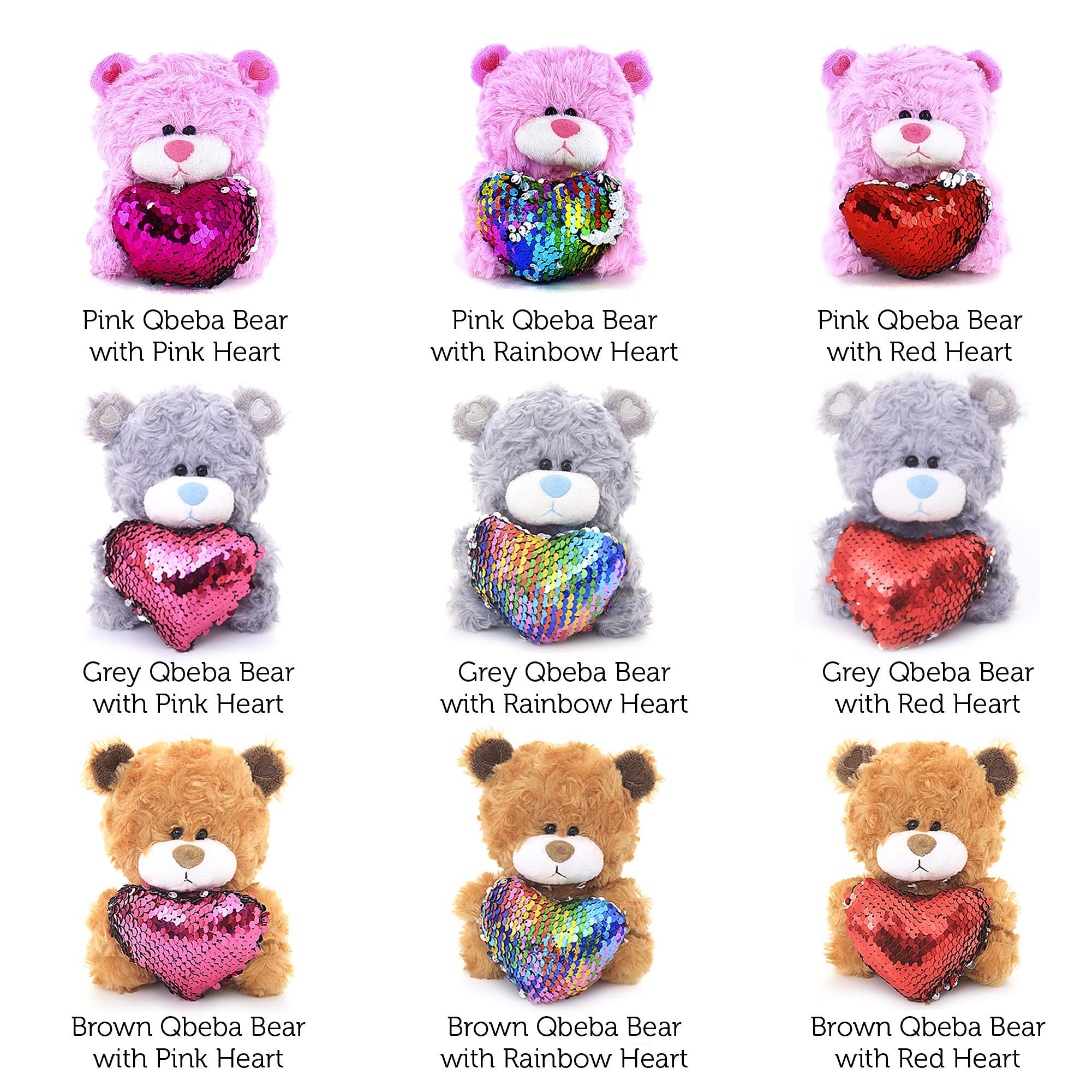 Foto 5 pulgar | Oso De Peluche Plushland Qbeba De 15 Cm Con Corazón De Lentejuelas - Venta Internacional.