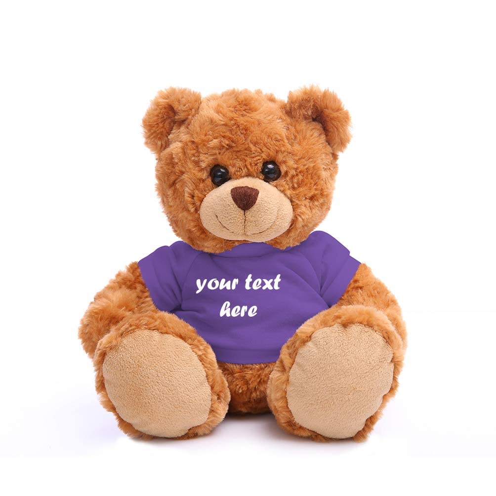 Peluche Plushland, Oso De Peluche, Color Moca, 28 Cm, Con Camisa Personalizada - Venta Internacional.