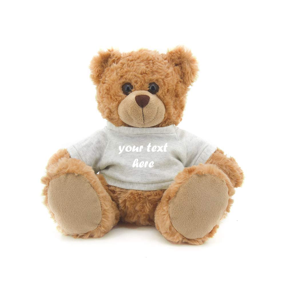 Peluche Plushland, Oso De Peluche, Color Moca, 28 Cm, Con Camisa Personalizada - Venta Internacional.