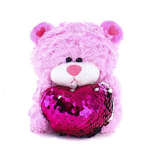 Oso De Peluche Plushland Qbeba De 15 Cm Con Corazón De Lentejuelas - Venta Internacional.