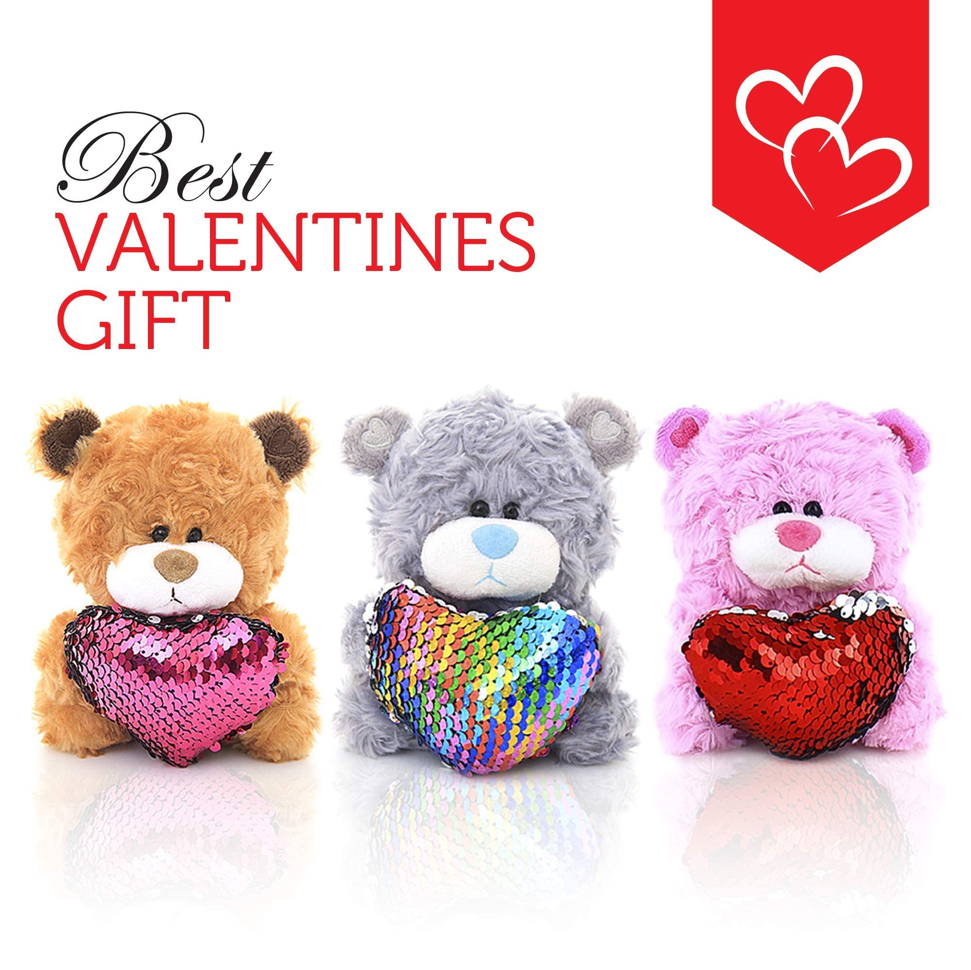 Foto 4 pulgar | Oso De Peluche Plushland Qbeba De 15 Cm Con Corazón De Lentejuelas - Venta Internacional.