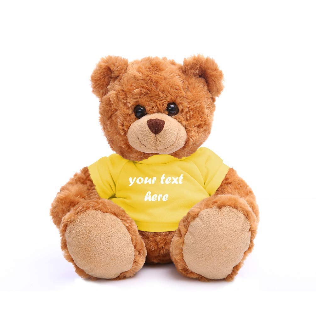 Peluche Plushland, Oso De Peluche, Color Moca, 28 Cm, Con Camisa Personalizada - Venta Internacional.