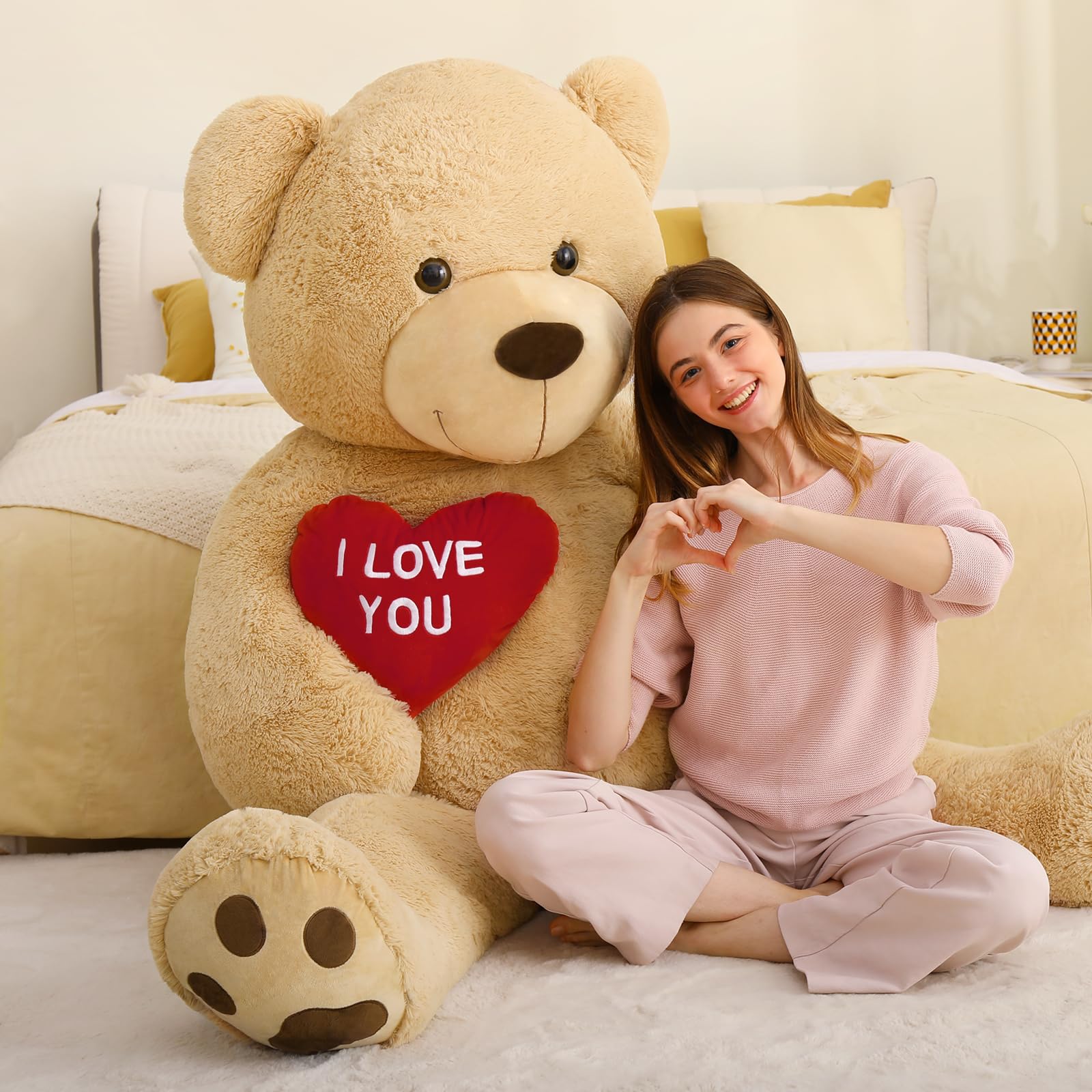 Foto 7 pulgar | Oso De Peluche Mao Golan Giant 152 Cm Con El Texto «te Quiero», Rojo, Corazón Marrón - Venta Internacional.