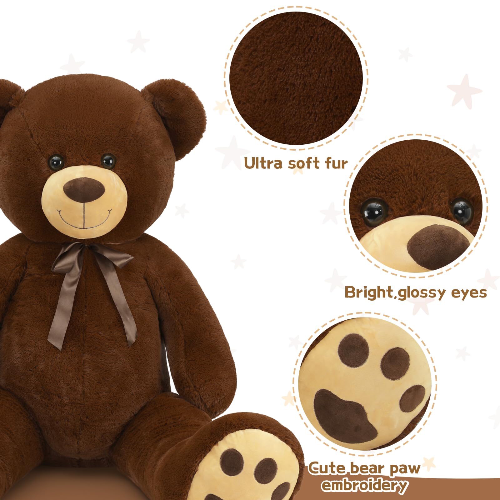 Foto 7 | Peluche Tezituor, Oso De Peluche Grande, 150 Cm, Color Marrón Oscuro - Venta Internacional.