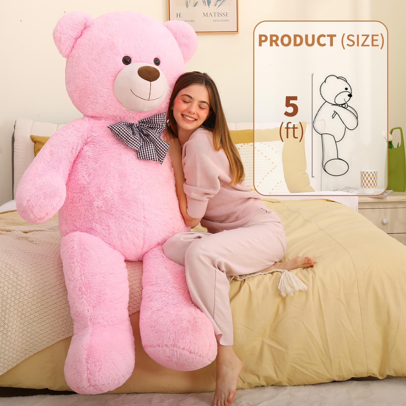 Foto 3 pulgar | Peluche Mao Golan, Oso De Peluche Gigante Rosa, 150 Cm - Venta Internacional.