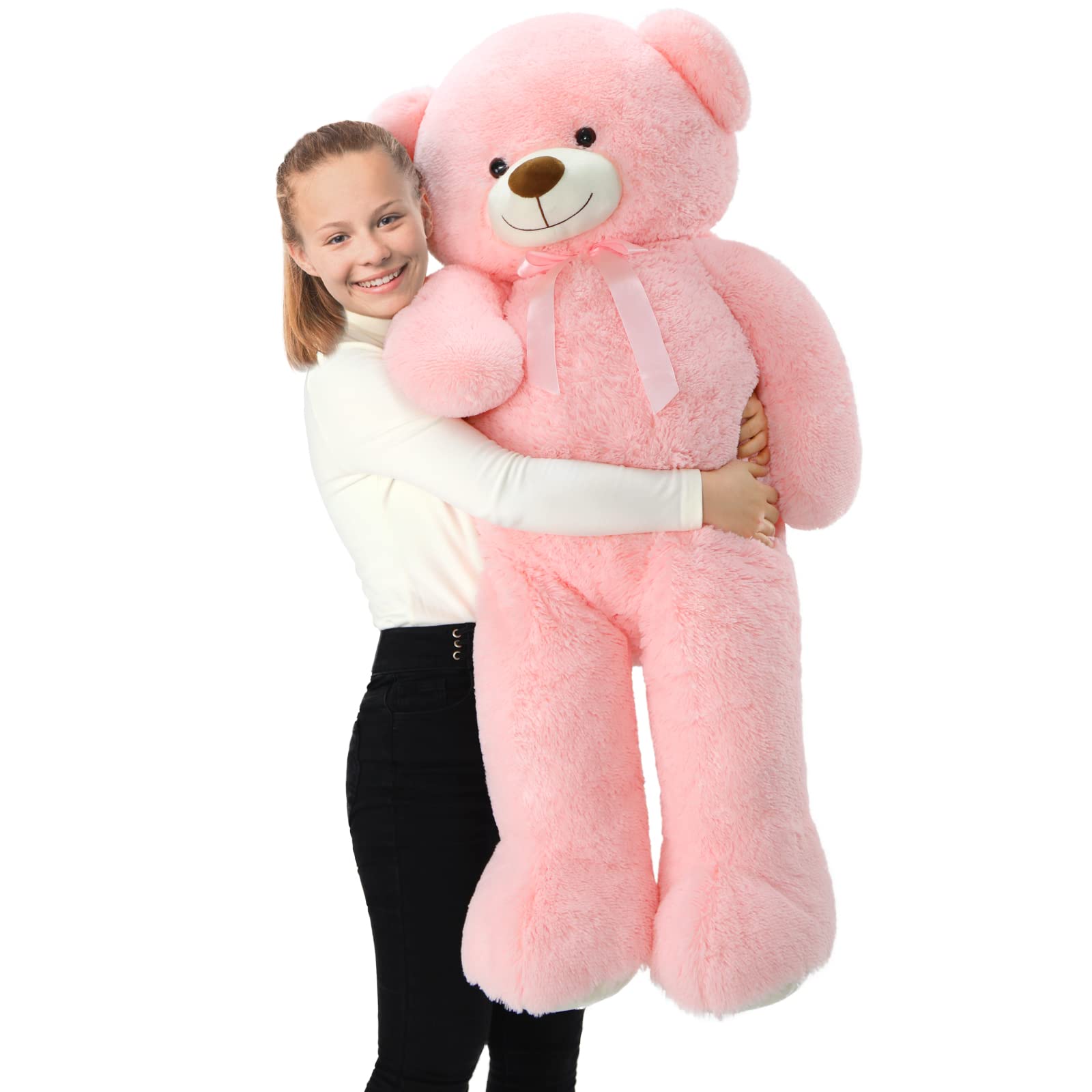 Oso De Peluche Tezituor Rosa 132 Cm Con Lazo - Venta Internacional.