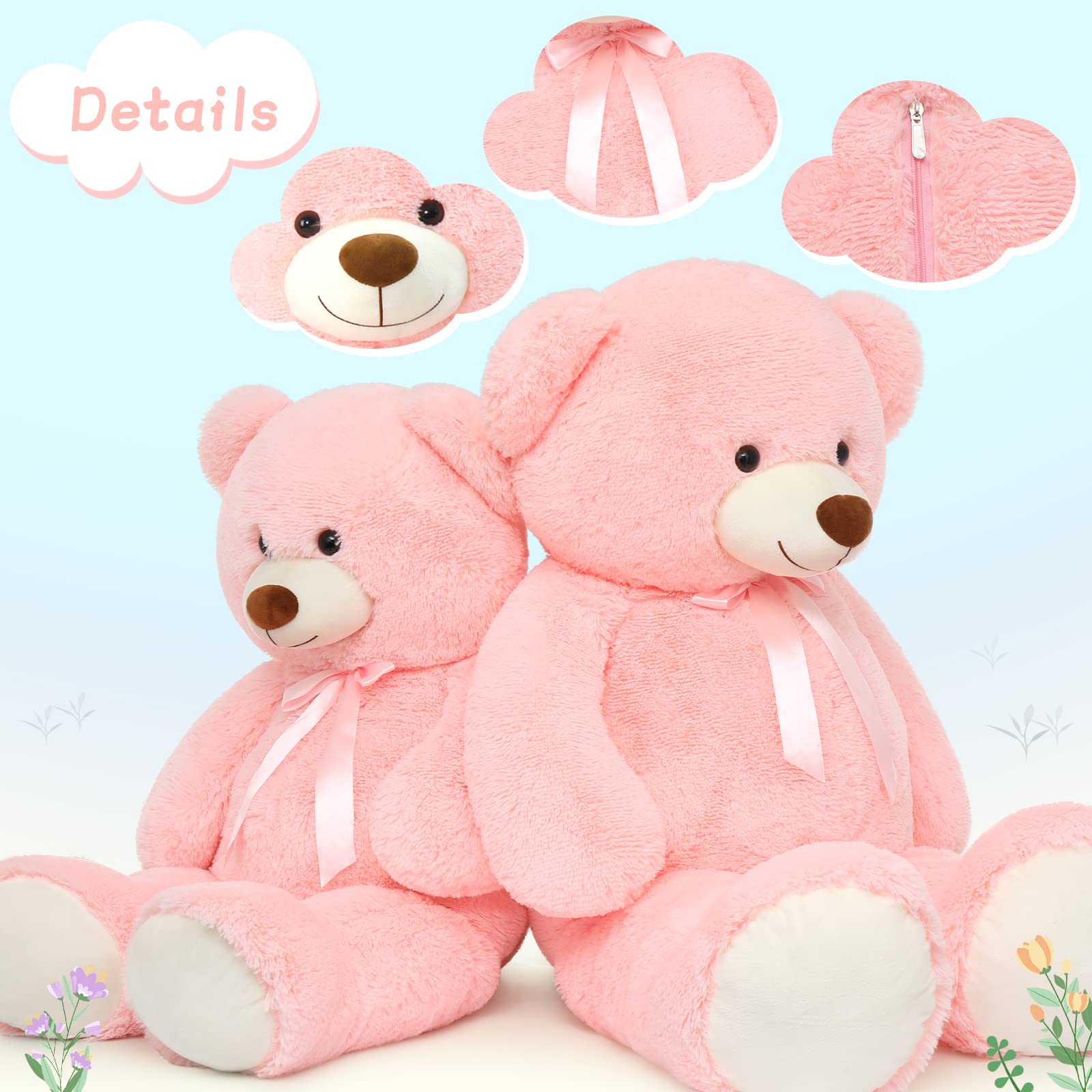 Foto 3 pulgar | Oso De Peluche Tezituor Rosa 132 Cm Con Lazo - Venta Internacional.