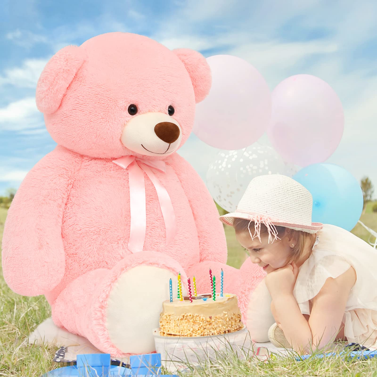 Foto 4 pulgar | Oso De Peluche Tezituor Rosa 132 Cm Con Lazo - Venta Internacional.