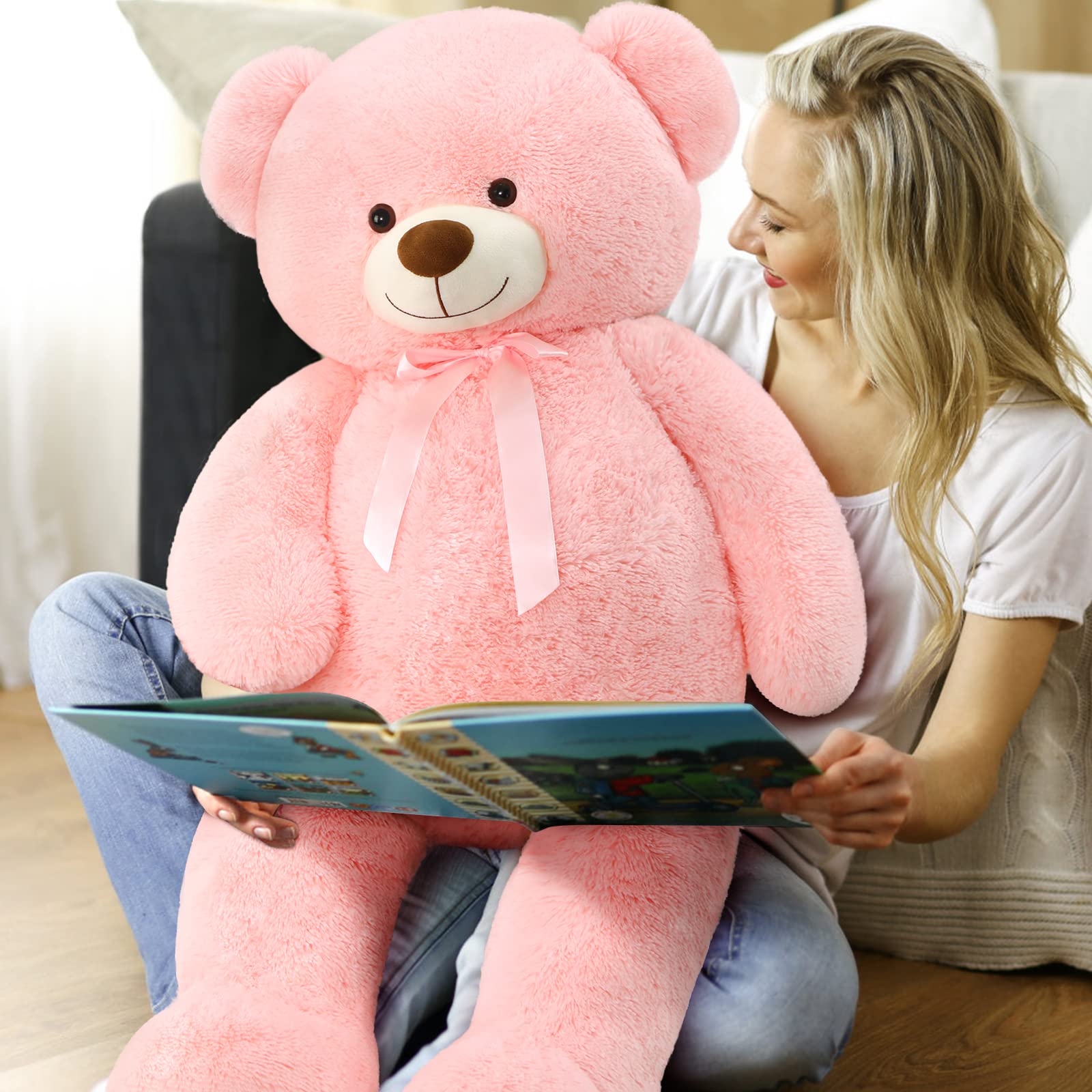 Foto 5 pulgar | Oso De Peluche Tezituor Rosa 132 Cm Con Lazo - Venta Internacional.