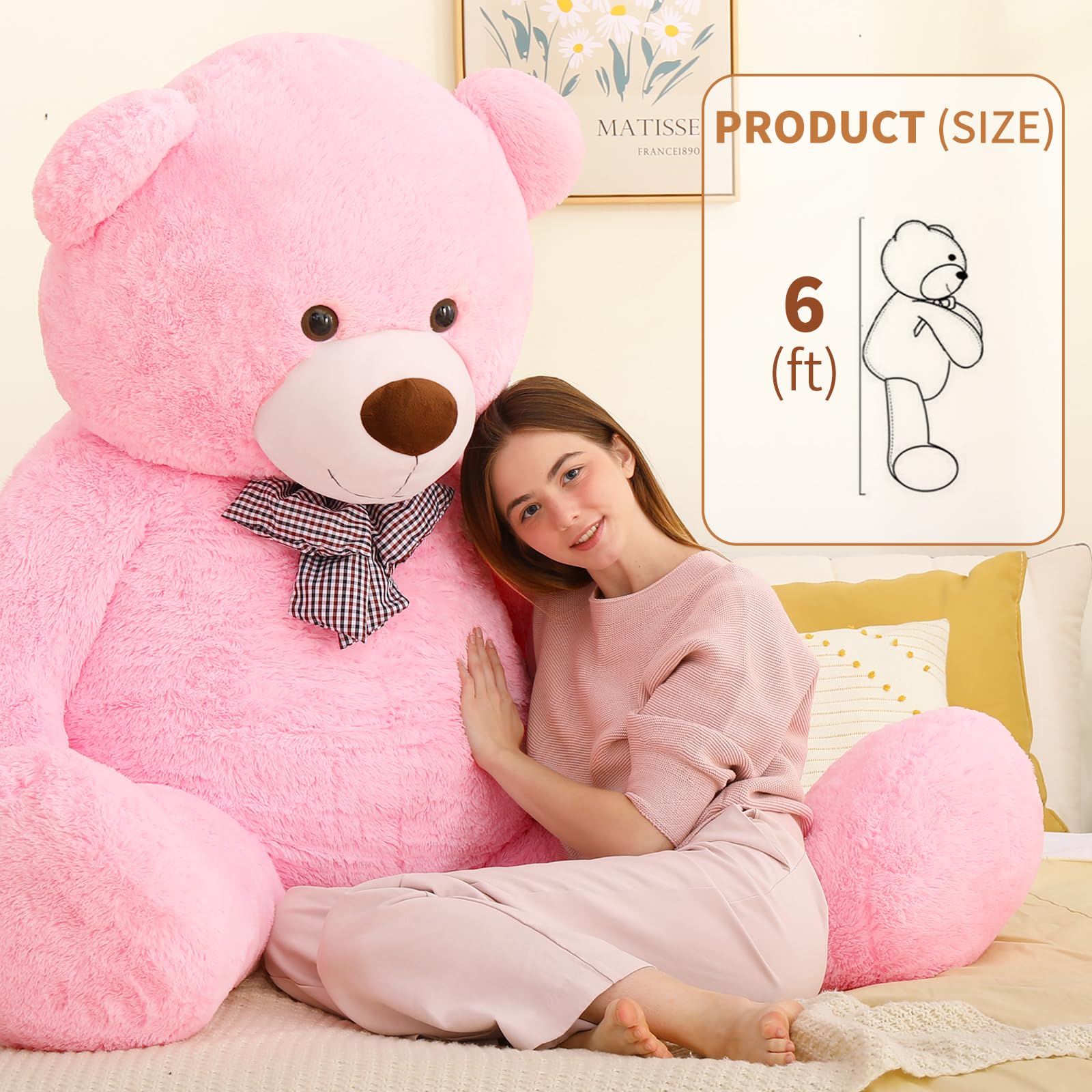 Foto 5 pulgar | Peluche Gigante Mao Golan De 180 Cm, Diseño De Oso De Peluche, Color Rosa - Venta Internacional.