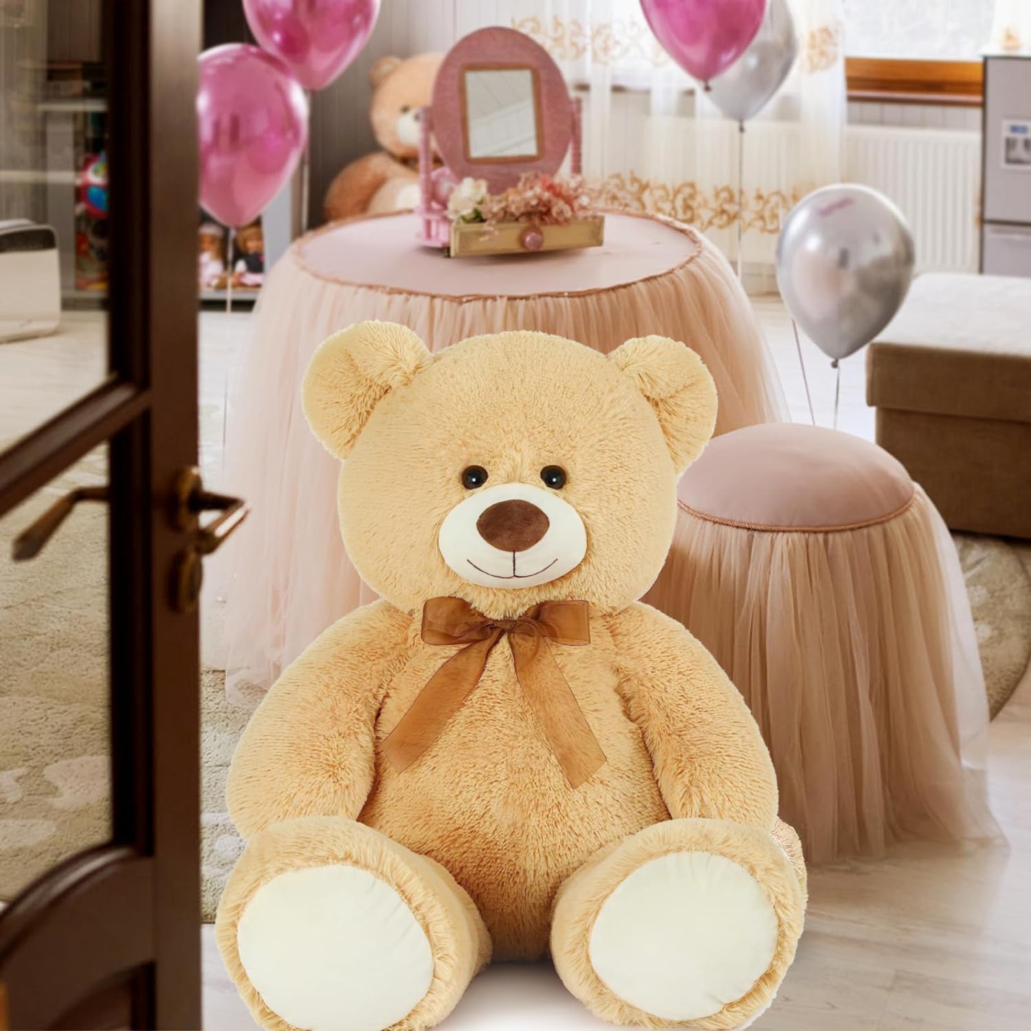 Foto 4 pulgar | Peluche Morismos, Oso De Peluche Gigante, 90 Cm, Color Marrón Claro - Venta Internacional.