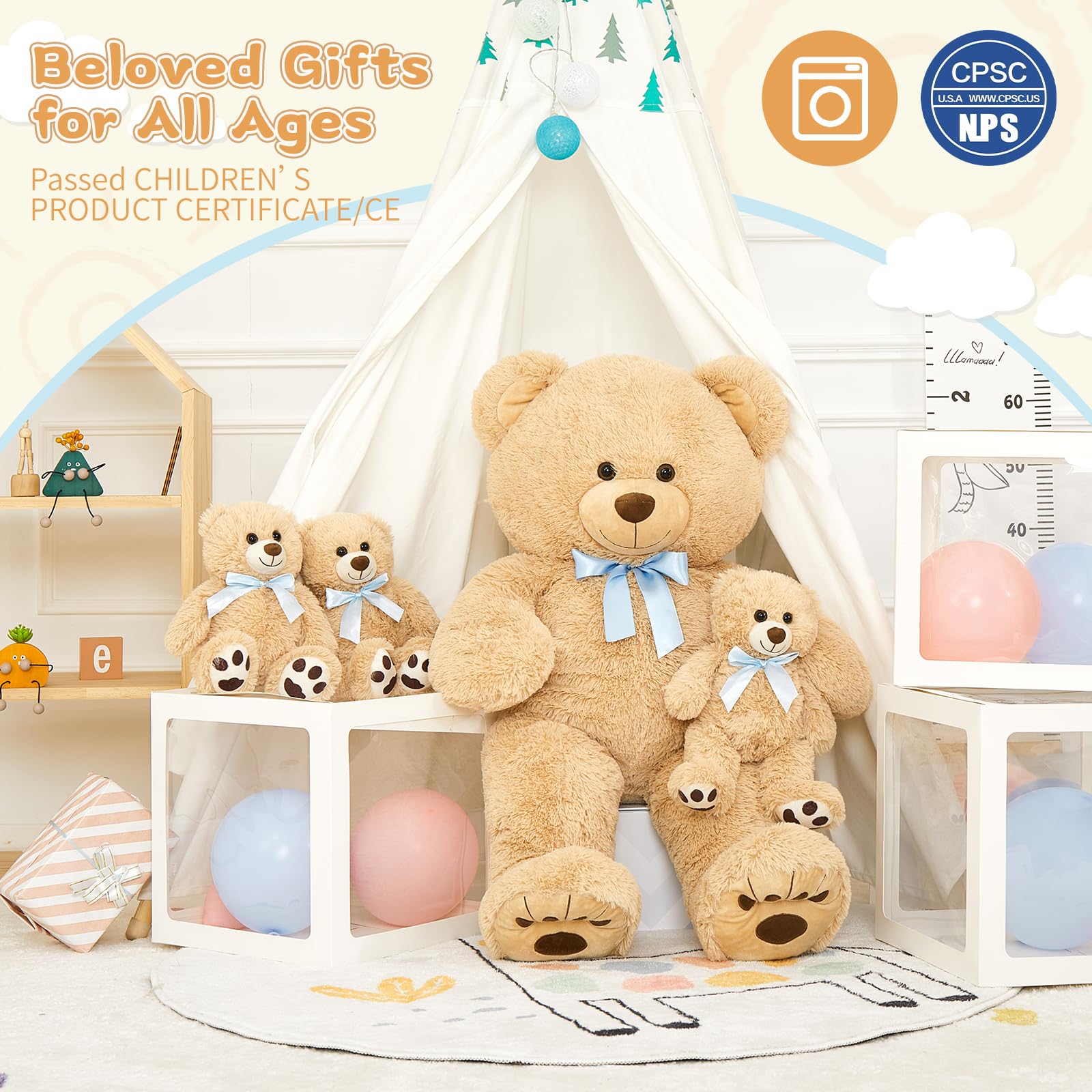 Foto 5 pulgar | Oso De Peluche Gigante Morismos Con Cachorros De 90 Cm, Color Marrón - Venta Internacional.