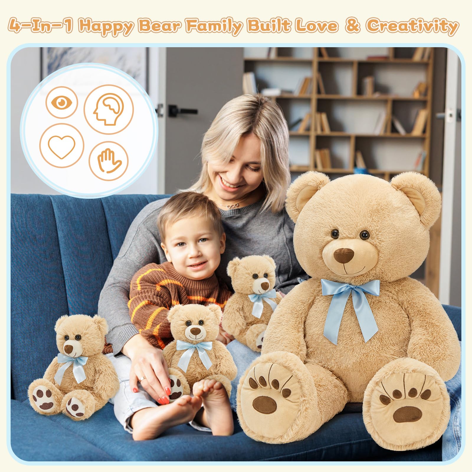 Foto 6 | Oso De Peluche Gigante Morismos Con Cachorros De 90 Cm, Color Marrón - Venta Internacional.