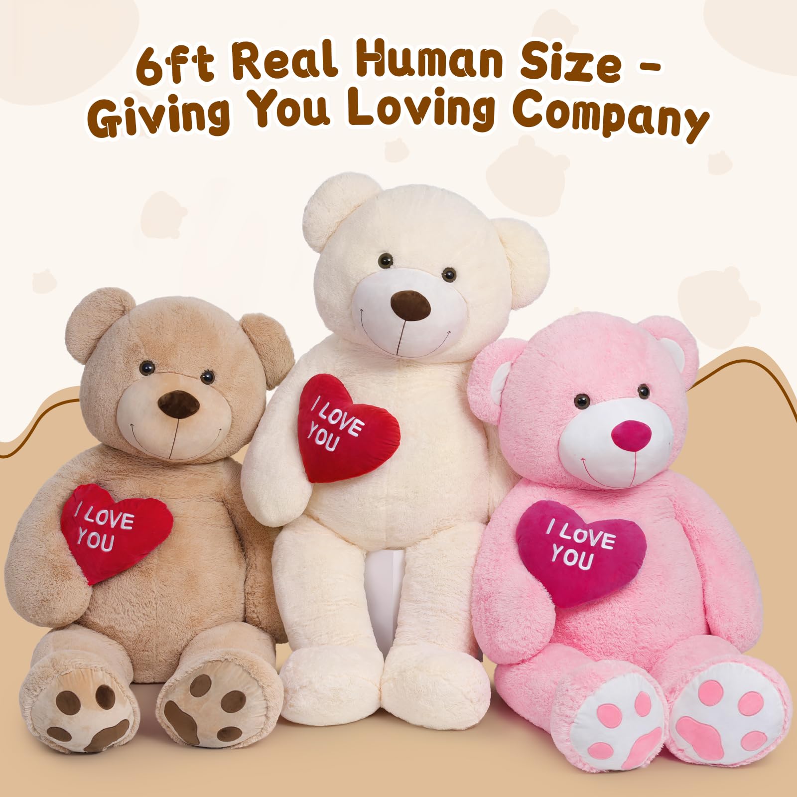 Foto 3 pulgar | Oso De Peluche Mao Golan, Tamaño Grande, 180 Cm, Con Texto En Forma De Corazón Rojo - Venta Internacional.
