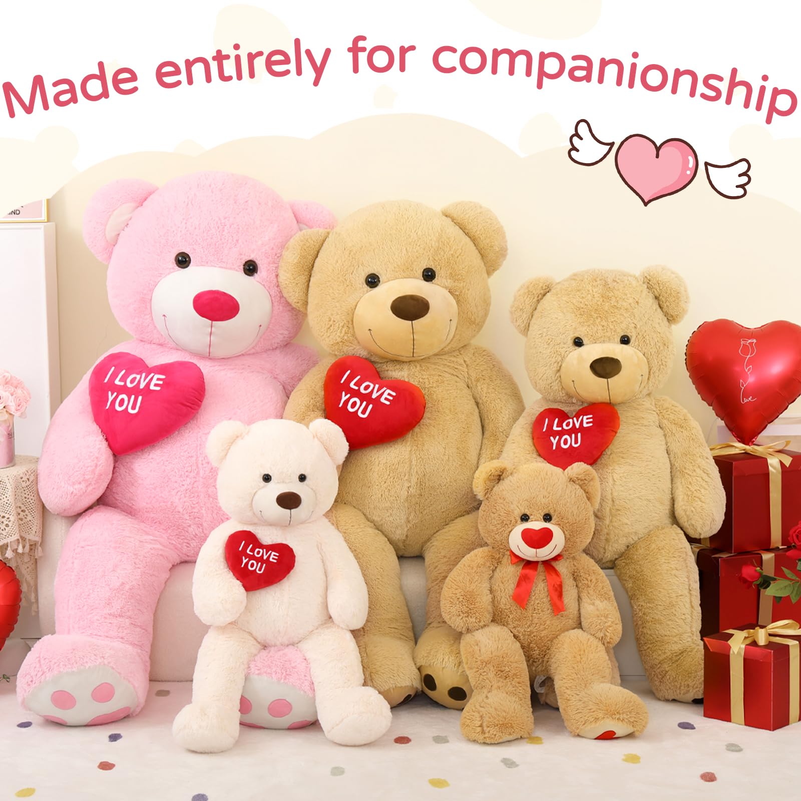 Foto 6 pulgar | Oso De Peluche Mao Golan, Tamaño Grande, 180 Cm, Con Texto En Forma De Corazón Rojo - Venta Internacional.