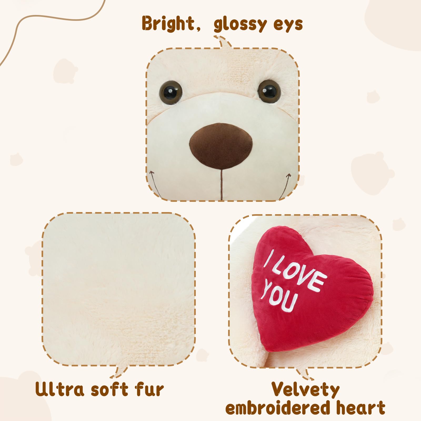 Foto 8 pulgar | Oso De Peluche Mao Golan, Tamaño Grande, 180 Cm, Con Texto En Forma De Corazón Rojo - Venta Internacional.