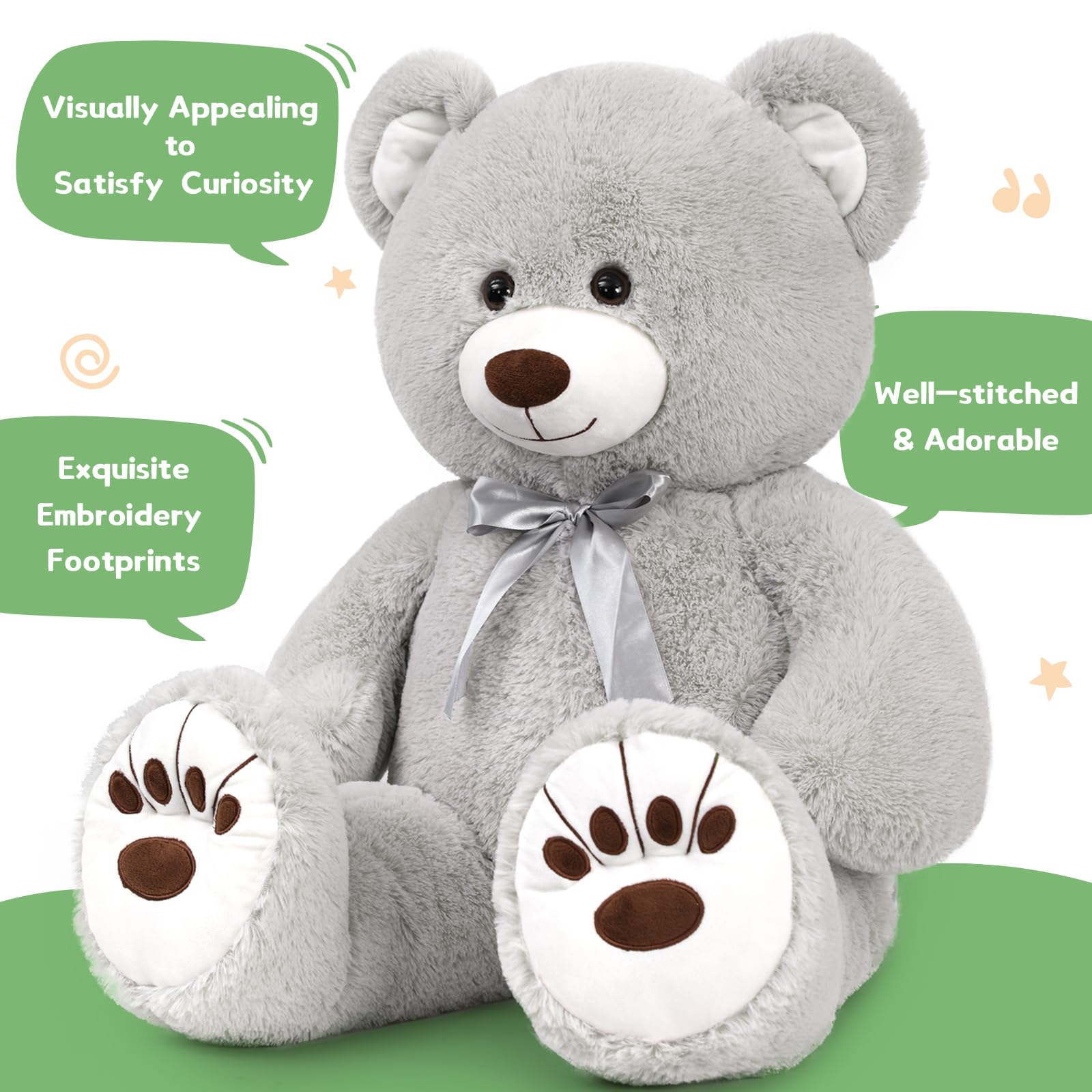Foto 3 pulgar | Oso De Peluche Morismos Giant 90 Cm Gris Para Niños - Venta Internacional.