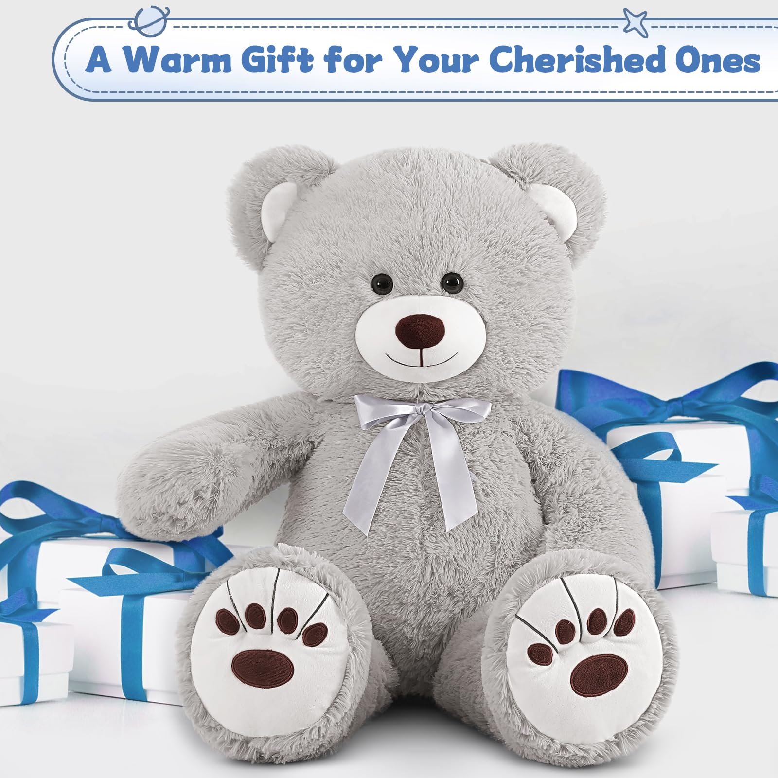 Foto 6 pulgar | Oso De Peluche Morismos Giant 90 Cm Gris Para Niños - Venta Internacional.
