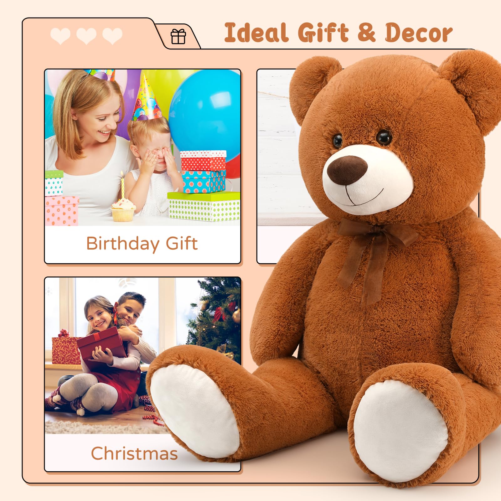 Foto 5 | Peluche Gigante Tezituor, 130 Cm, Color Marrón - Venta Internacional.
