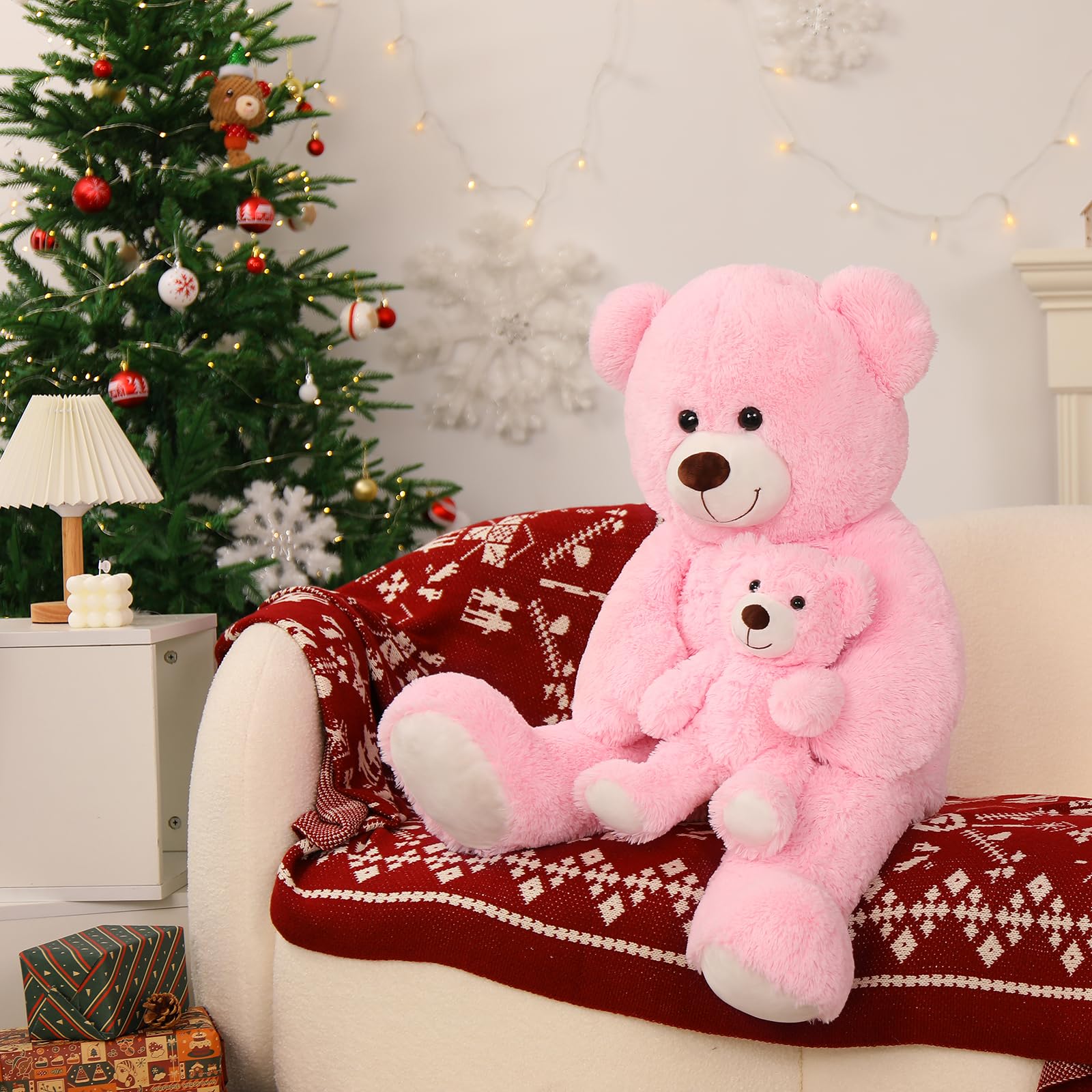 Foto 3 pulgar | Oso De Peluche Morismos Giant, Rosa, 100 Cm, Con Bebé - Venta Internacional.