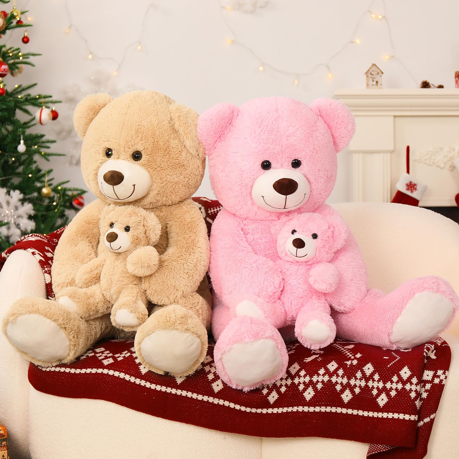 Foto 4 pulgar | Oso De Peluche Morismos Giant, Rosa, 100 Cm, Con Bebé - Venta Internacional.