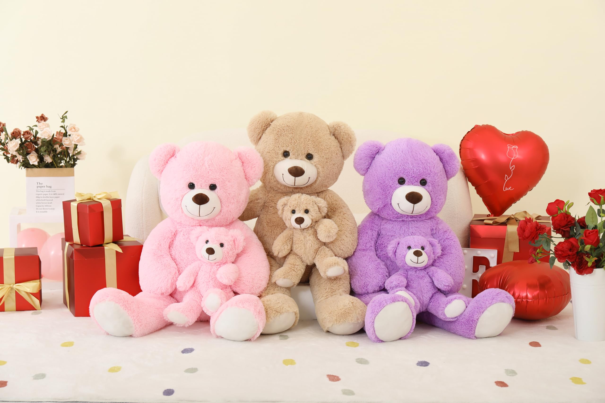 Foto 7 pulgar | Oso De Peluche Morismos Giant, Rosa, 100 Cm, Con Bebé - Venta Internacional.