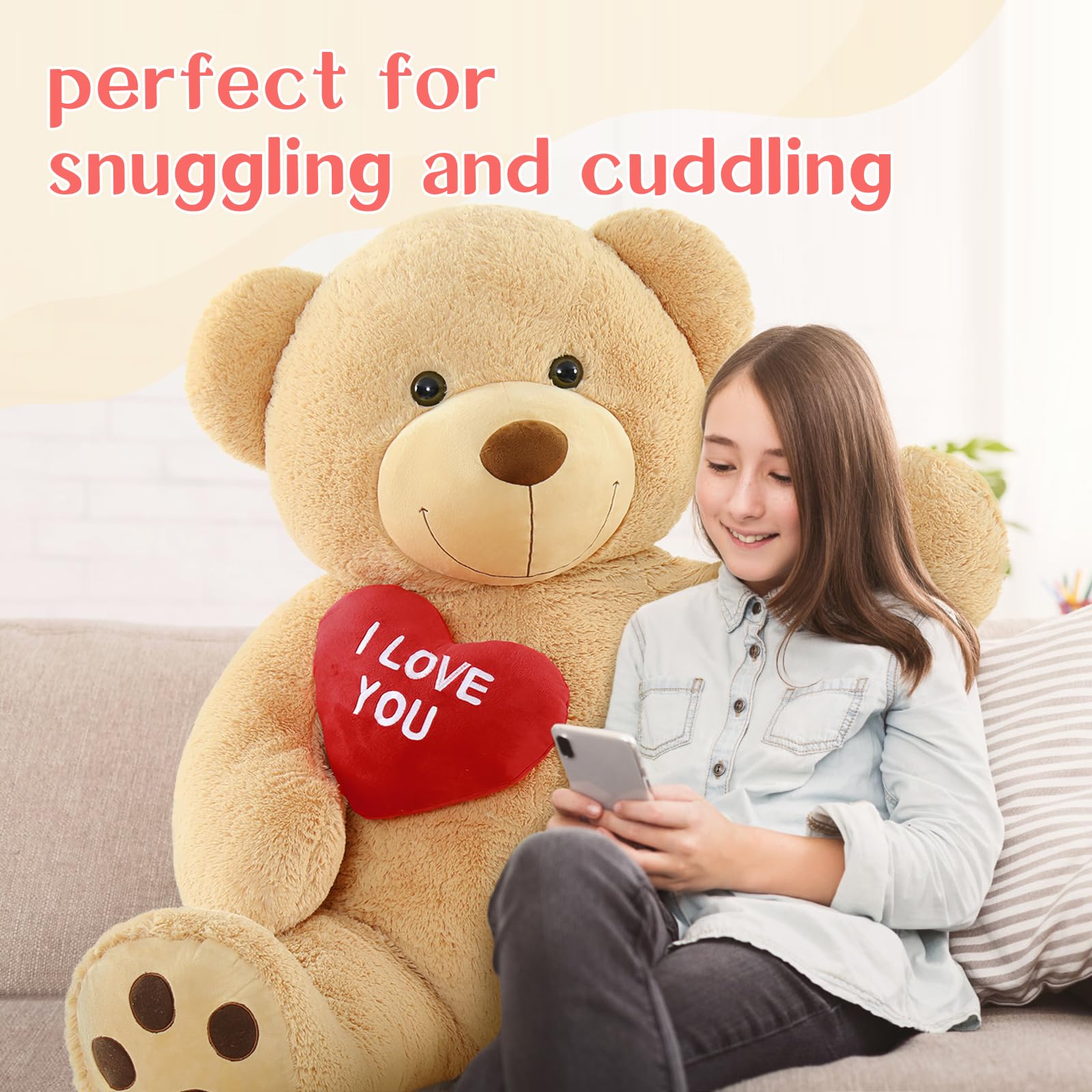 Foto 4 pulgar | Oso De Peluche Tezituor De 150 Cm Con Corazón «te Amo» - Venta Internacional.