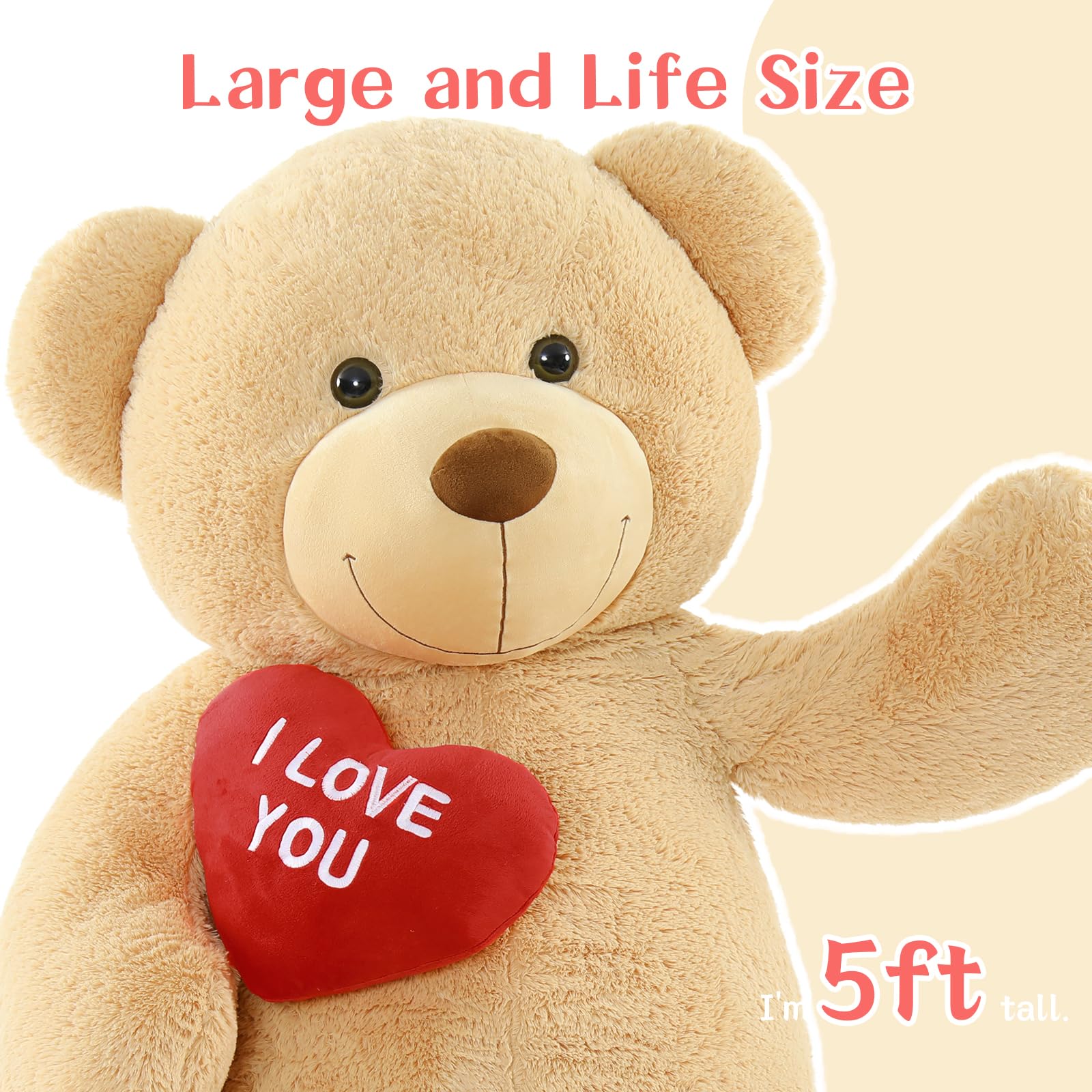 Foto 7 pulgar | Oso De Peluche Tezituor De 150 Cm Con Corazón «te Amo» - Venta Internacional.