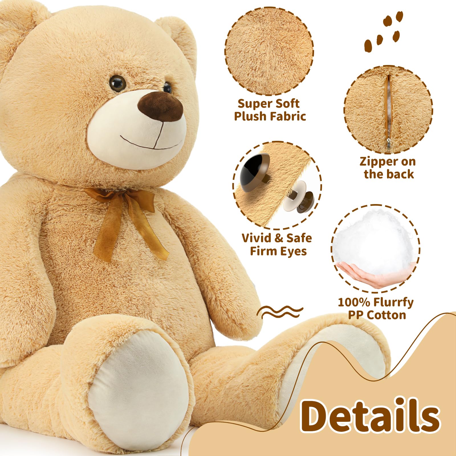Foto 8 pulgar | Oso De Peluche Morismos Giant De Peluche Marrón De 130 Cm - Venta Internacional.