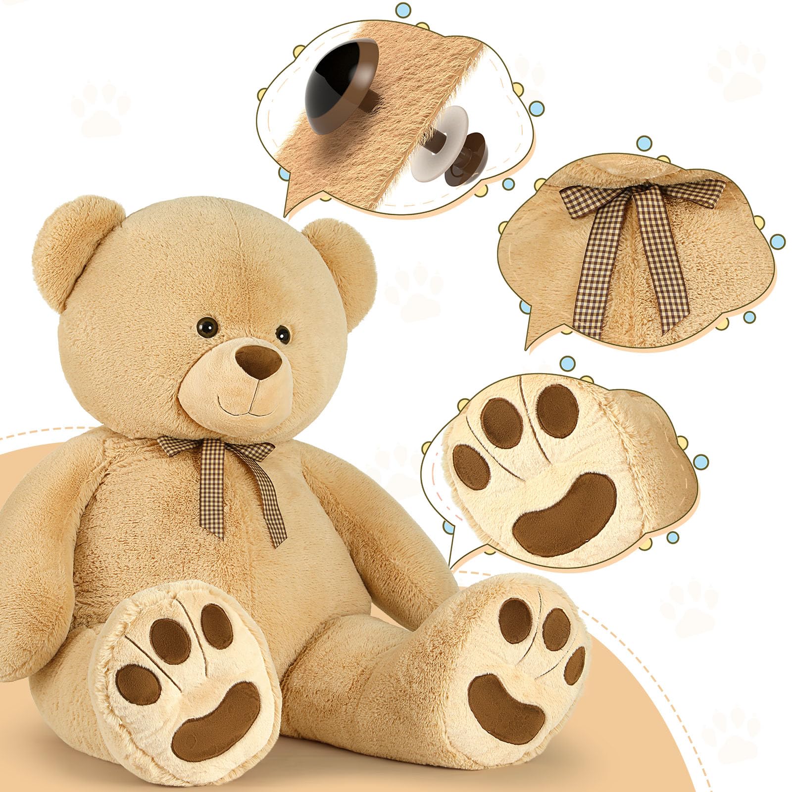 Foto 4 pulgar | Peluche Mao Golan, Oso De Peluche Gigante, 110 Cm, Color Marrón Claro - Venta Internacional.