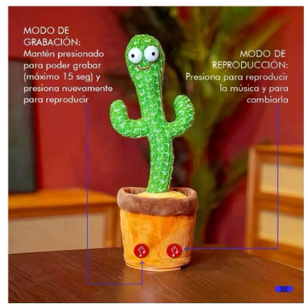 Foto 4 pulgar | Cactus Bailarín Peluche Felpa Juguete Wünd  Para Niños Recargable