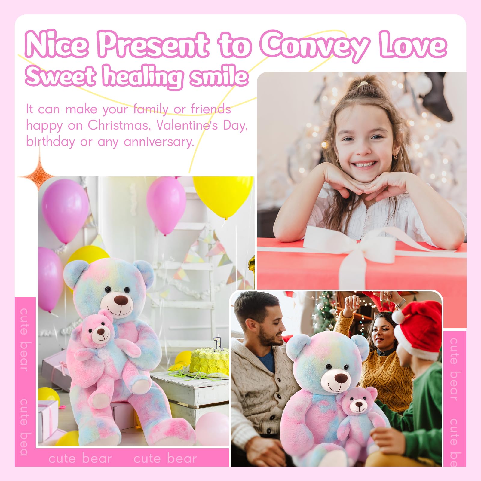 Foto 5 pulgar | Oso De Peluche Gigante Tezituor De 100 Cm Con Color Rosa Bebé - Venta Internacional.