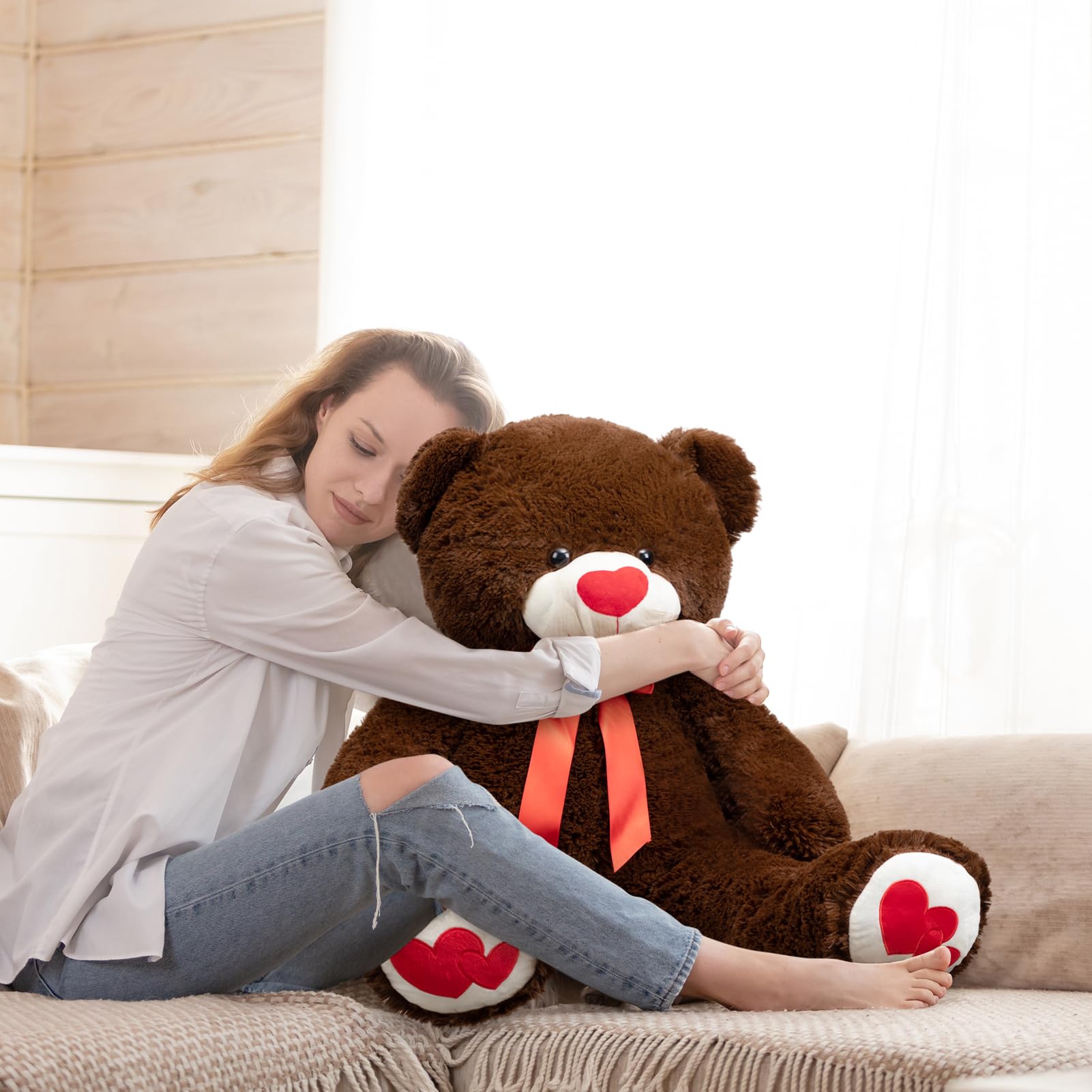 Foto 4 pulgar | Peluche Con Forma De Oso De Peluche Hollyhome, 90 Cm, Con Corazón Rojo - Venta Internacional.