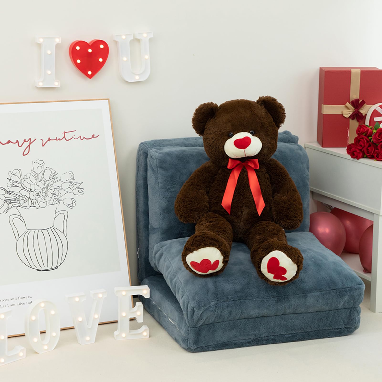Foto 5 pulgar | Peluche Con Forma De Oso De Peluche Hollyhome, 90 Cm, Con Corazón Rojo - Venta Internacional.